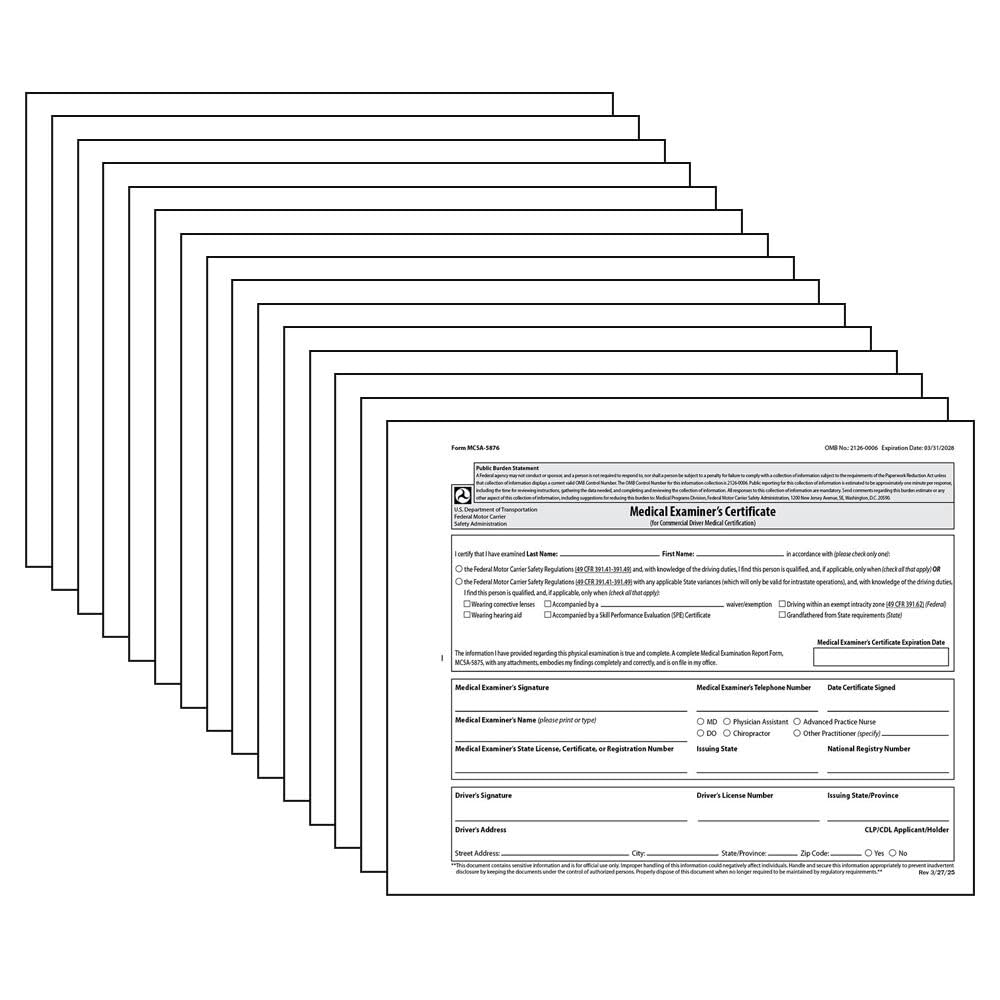 DOT FMCSA Medical Examiner Certificate 15 Pack, 4.25" x 5.25" 2-Ply, Meets 49 CFR 391.43 DOT Medical Card Requirements, J. J. Keller & Associates, Inc.