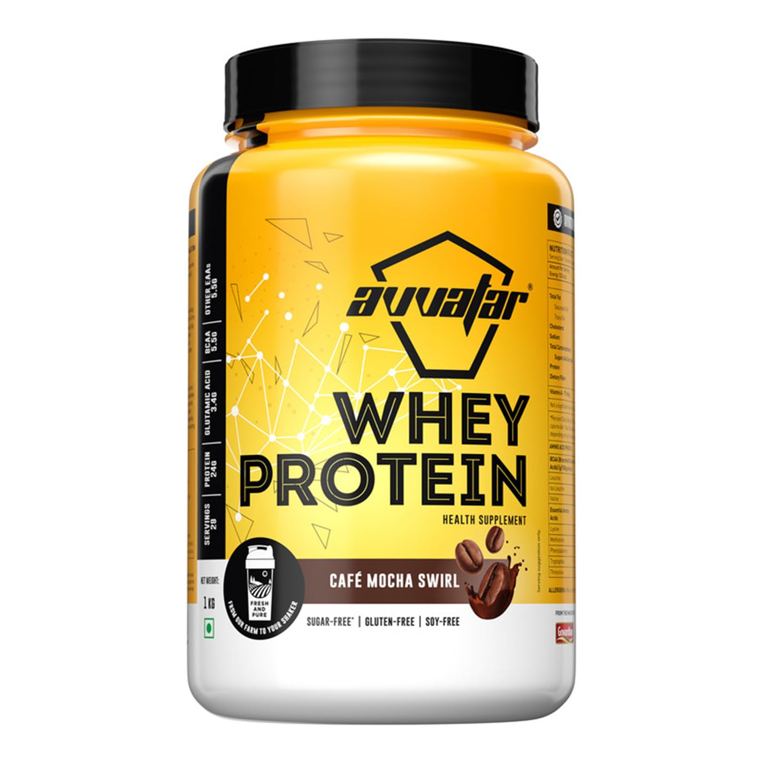 avvatar Whey Protein | 2.21LB | Cafe Mocha Swirl Flavour | 24g Protein | 29 Servings