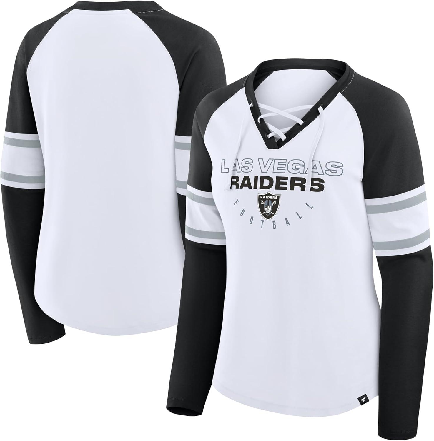 Fanatics Women's NFL Redzone Blitz Package Raglan Lace-Up V-Neck Long Sleeve T-Shirt