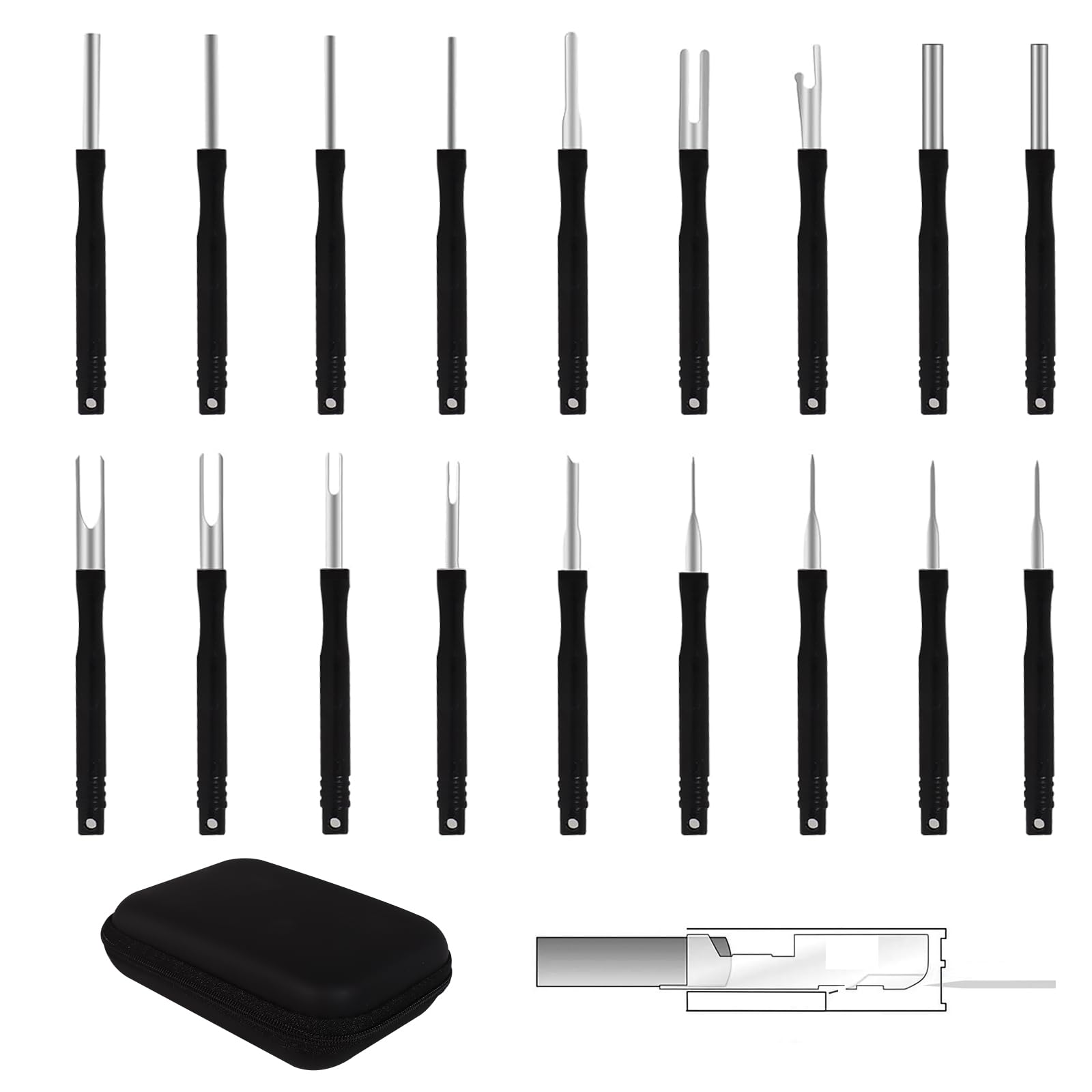 RRumo Terminal Removal Tool Kit, 18PCS Pin Extractor Tool Set Depinning Tool, Electrical Wire Connector Pin Removal Tool Kit for Automotive Car Household Devices