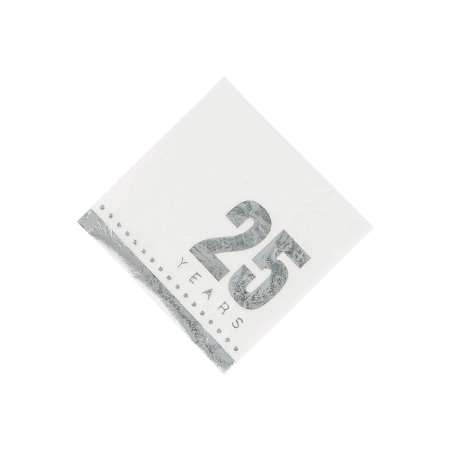 25TH ANNIVERSARY BEV NAPKIN - Party Supplies - 50 Pieces