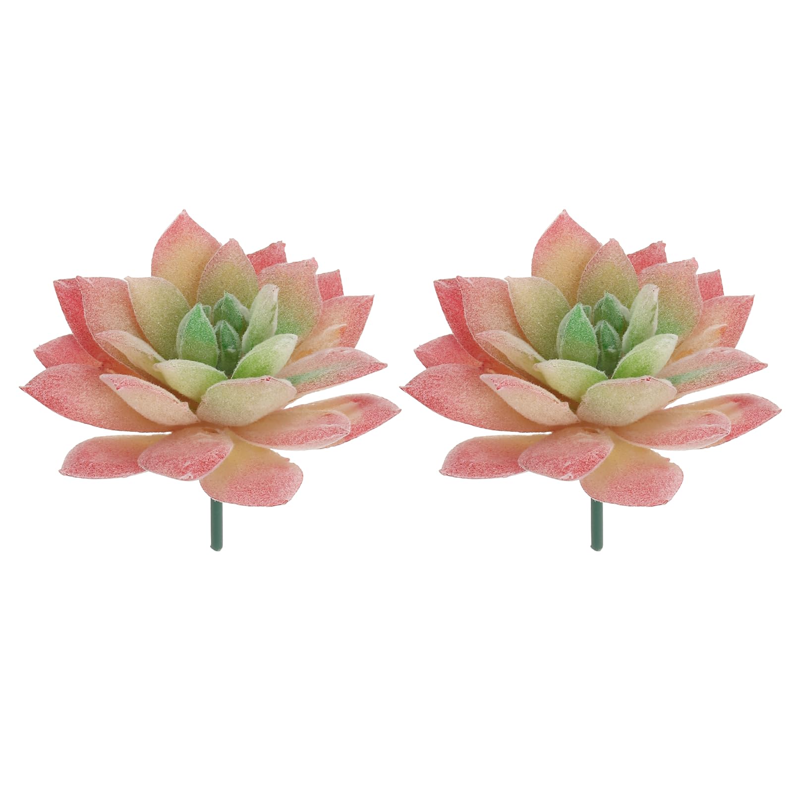 sourcing map 2 Pcs Artificial Succulent Plants, Small Realistic Fake Plants Colorful Faux Artificial Flocking Lotus Flowers for Home Office Garden Flower Hotel Decoration, Pink