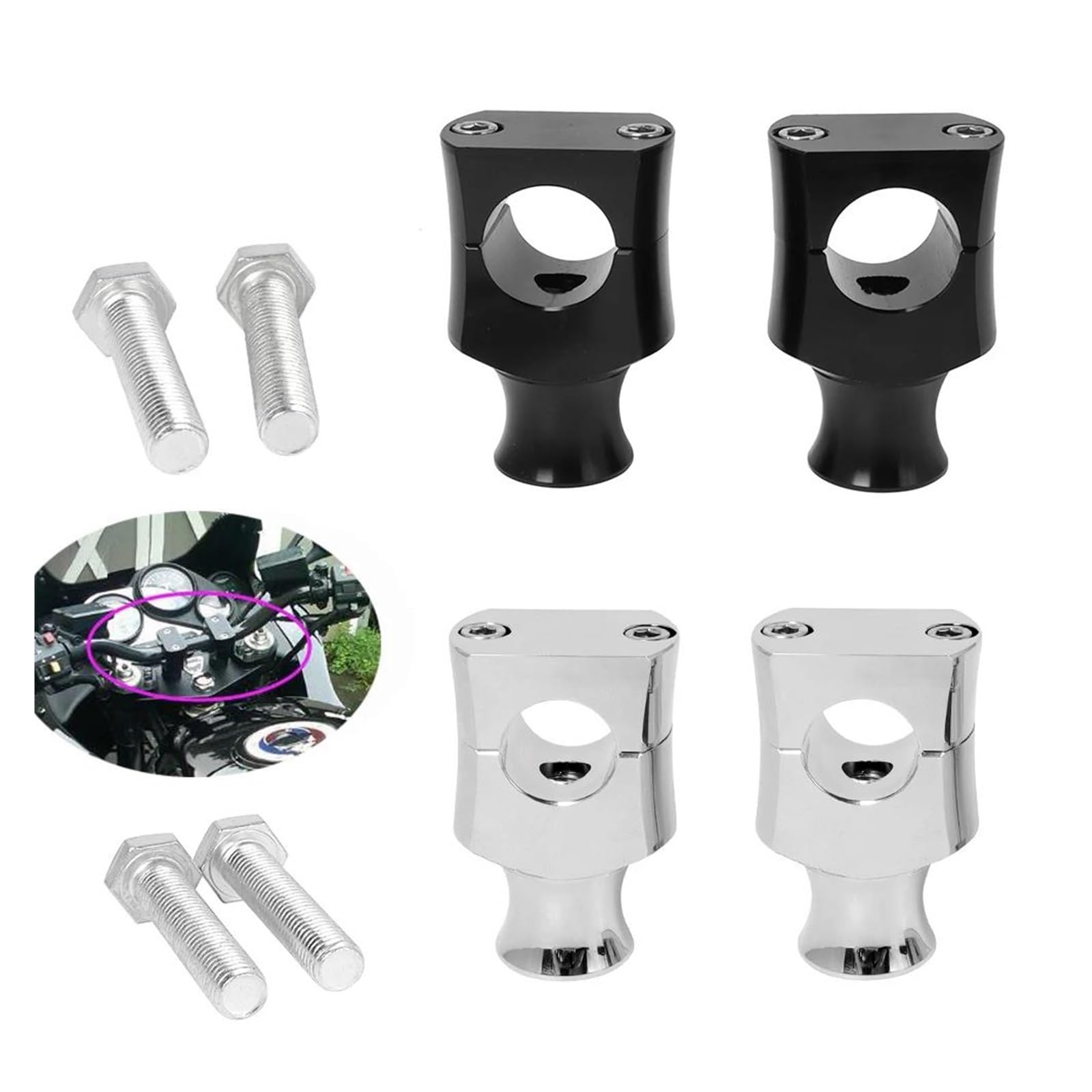 Abrazadera Manillar Abrazadera Montaje Universal Para Manillar Motocicleta Elevadores Manillar Para Dyna/Para Sportster 25 Mm 22 Mm Aluminio Color Negro Elevador(22mm chrome)