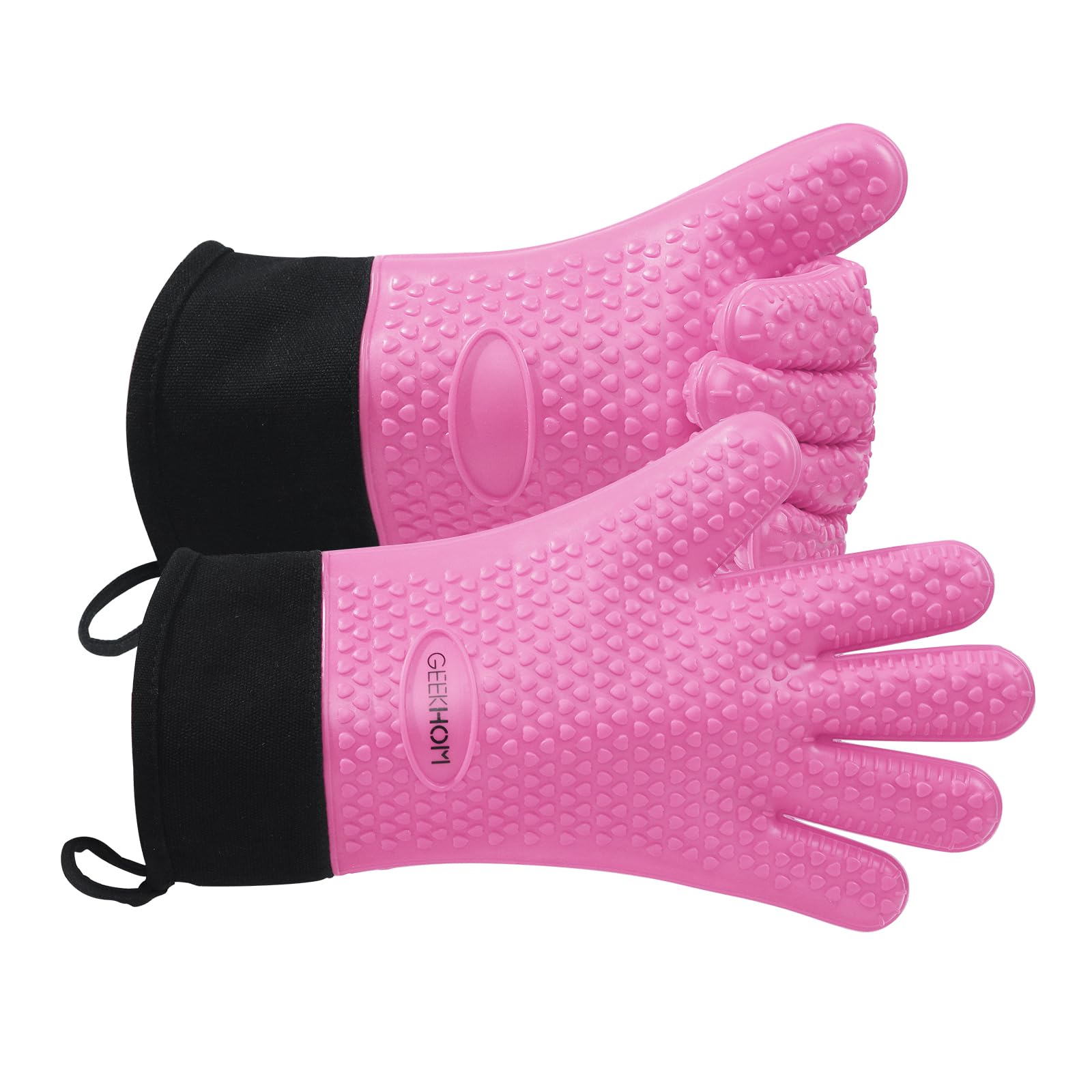 GEEKHOM Silicone Oven Gloves Heat Resistant Silicone Oven Mitts BBQ Gloves Waterproof Kitchen Gloves