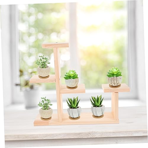 Miniatura 5 de Yardwe Soporte de madera para tartas, soporte para plantas de madera, soporte de exhibición de madera para plantas, bandeja redonda de madera para