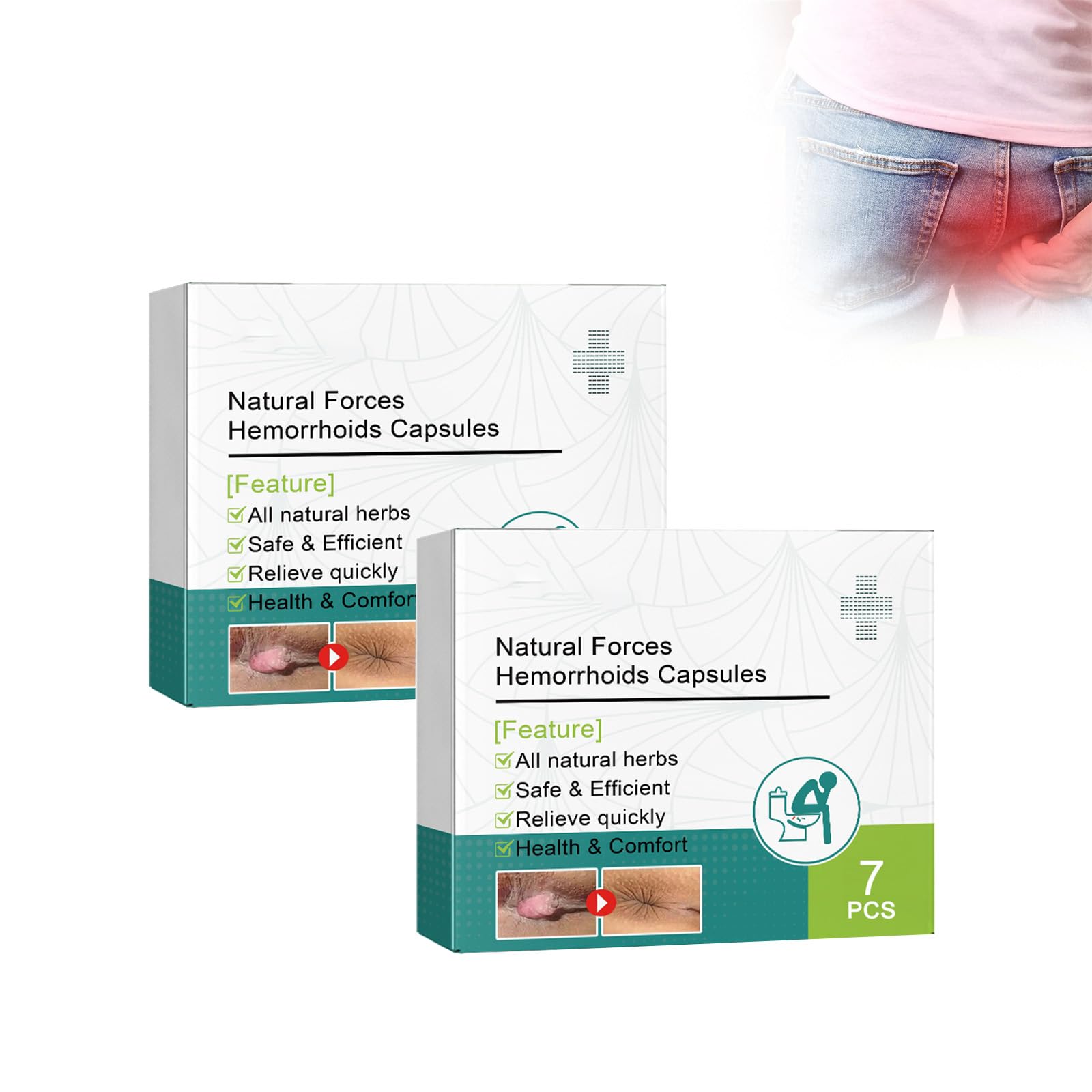 Hemorrhoid Capsules, Natural Hemorrhoid Relief Capsules, Effective Care, for Care and Recovery (2 Pack)