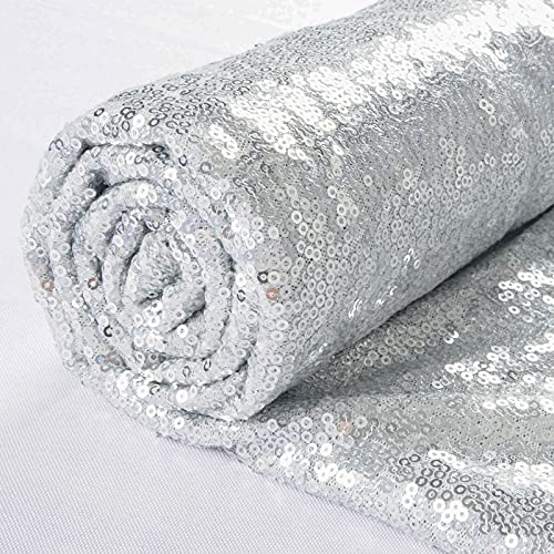 ShiDianYi 30 Feet Sequin Fabric by The Yard 10 Yards Silver Fabric for Sewing Glitter Mesh Material Sparkle Fabrics for Dress Silver Sequin Fabric Backdrop by ShiDianYi - Used condition - US$53.82
