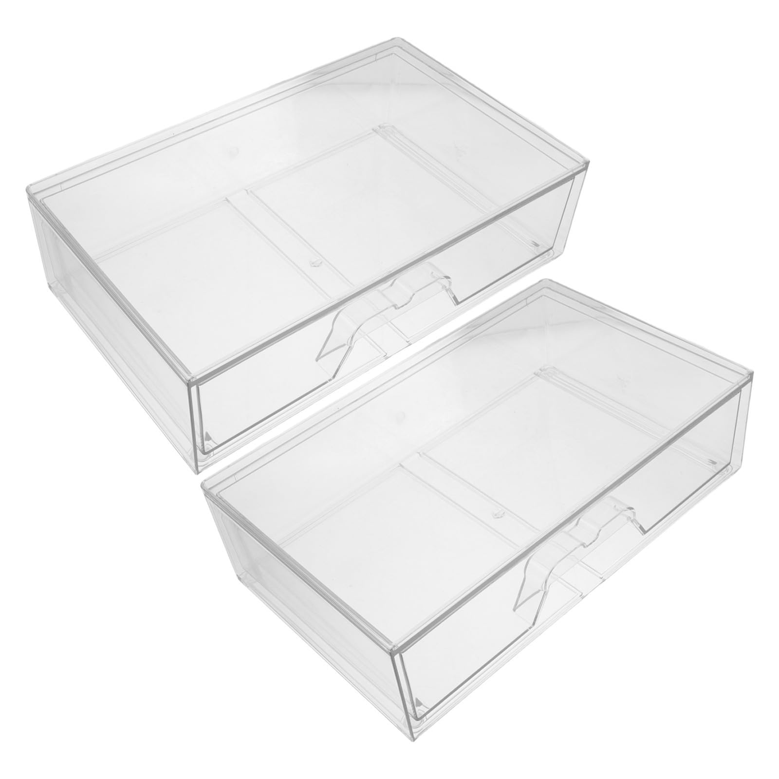 Tiroirs de Rangement Visibilité Claire Lot de 2 Acrylique Transparent Empilables et Design Élégant pour Cosmétiques pour Organisation Bureau ou Salle de Bain