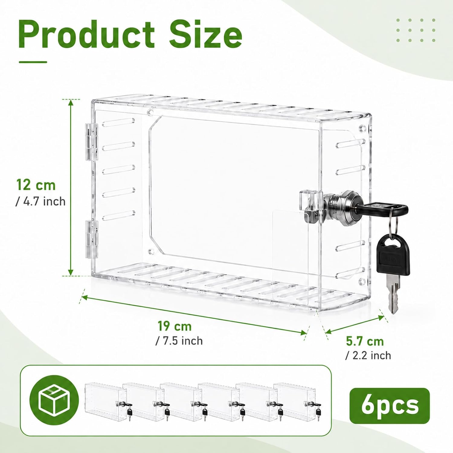 6 PCS Universal Clear Thermostat Lock Box with Key | Transparent Plastic Guard for Wall Thermostats, Fits Thermostats 7.5" H x 4.7" W x 2.2" D or Smaller