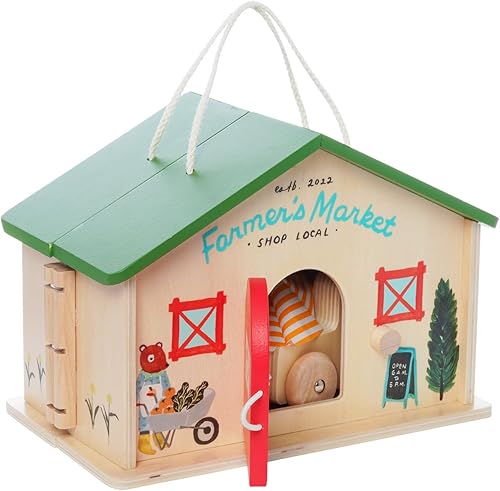 Miniatura 2 de Manhattan Toy Farmer's Market Day - Figura de juguete de madera portátil de 12 piezas