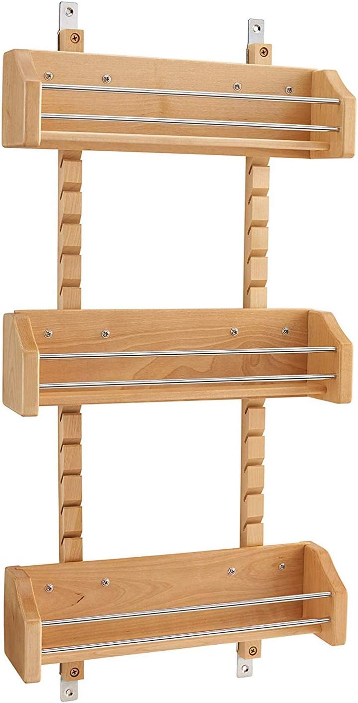 Flаѕh Dеаlѕ - 50% оƒƒ Rev-A-Shelf 4ASR-18 Medium Adjustable 3-Shelf Kitchen Cabinet Door Mounted Wooden Spice Rack with Door Mount Brackets, Natural Maple
