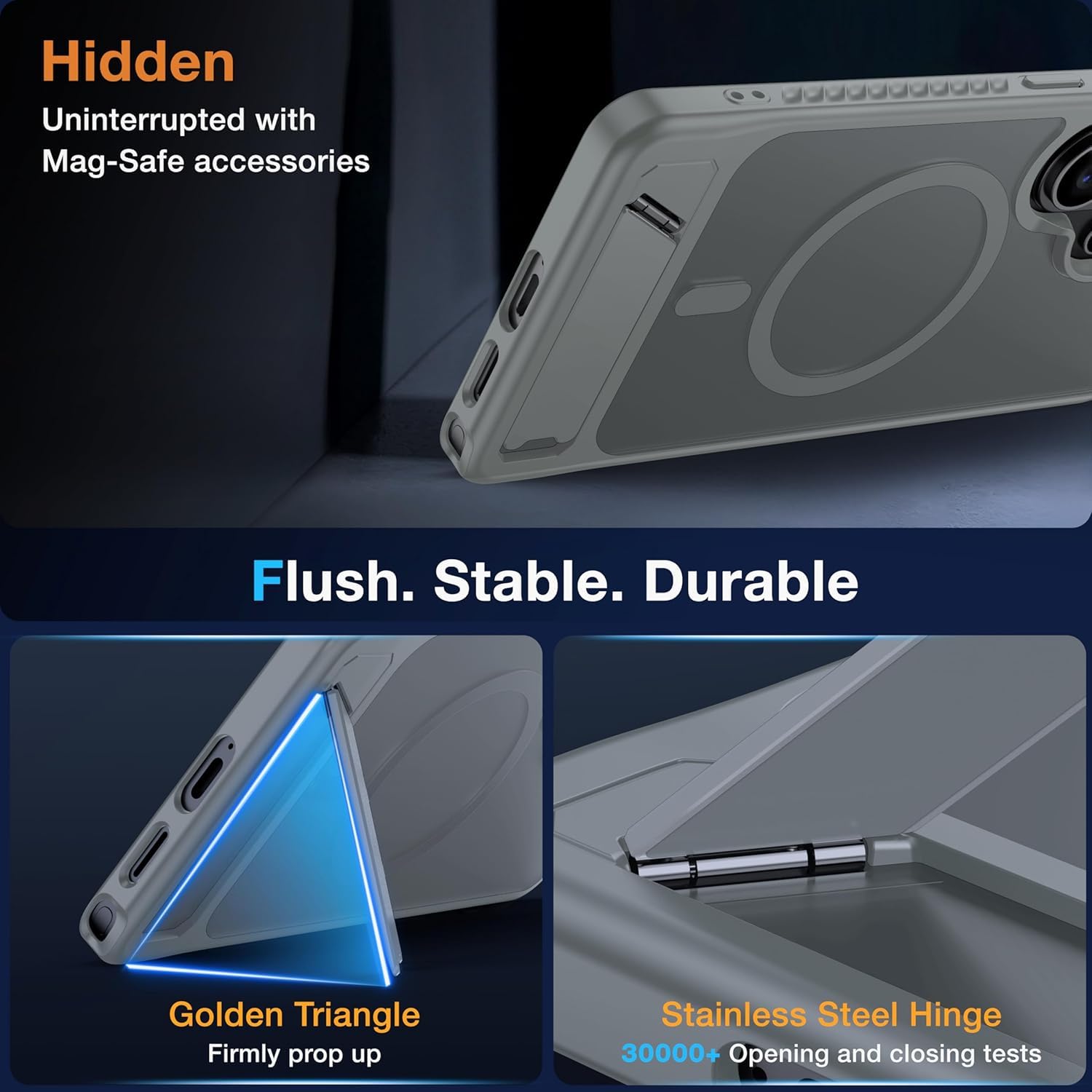 Elzzi Magnetic Magsafe for Samsung Galaxy S26 Ultra Case [Compatible with MagSafe][Full Camera Protection][Built-in Invisible Kickstand] Translucent Matte Phone Back Cover - Grey — Amazon image 5