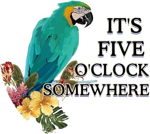 Calcomanías de pared con texto en inglés "It's 5 O'Clock Somewhere" ("It's 5 O'Clock Somewhere"), murales vintage tropicales, flamencos, hawaianos,