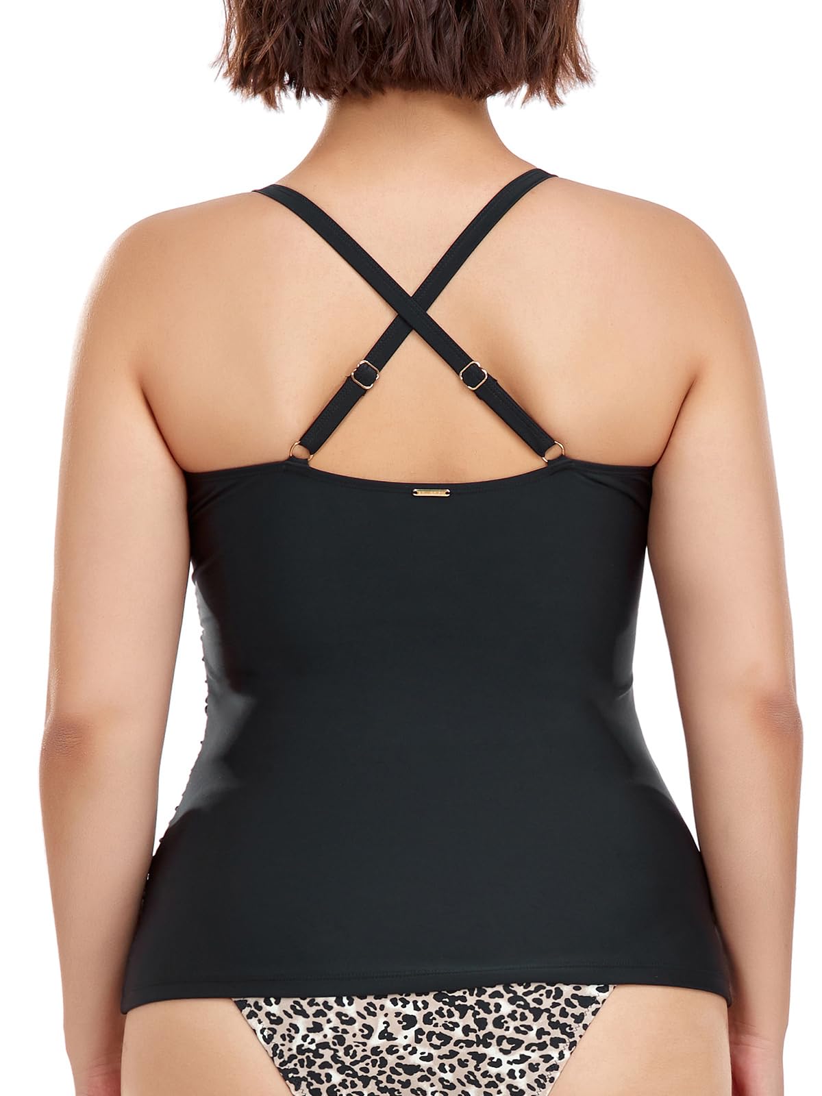 Ocean Blues Tankini gainant pour femme - Haut de maillot de bain push-up à col en V uniquement