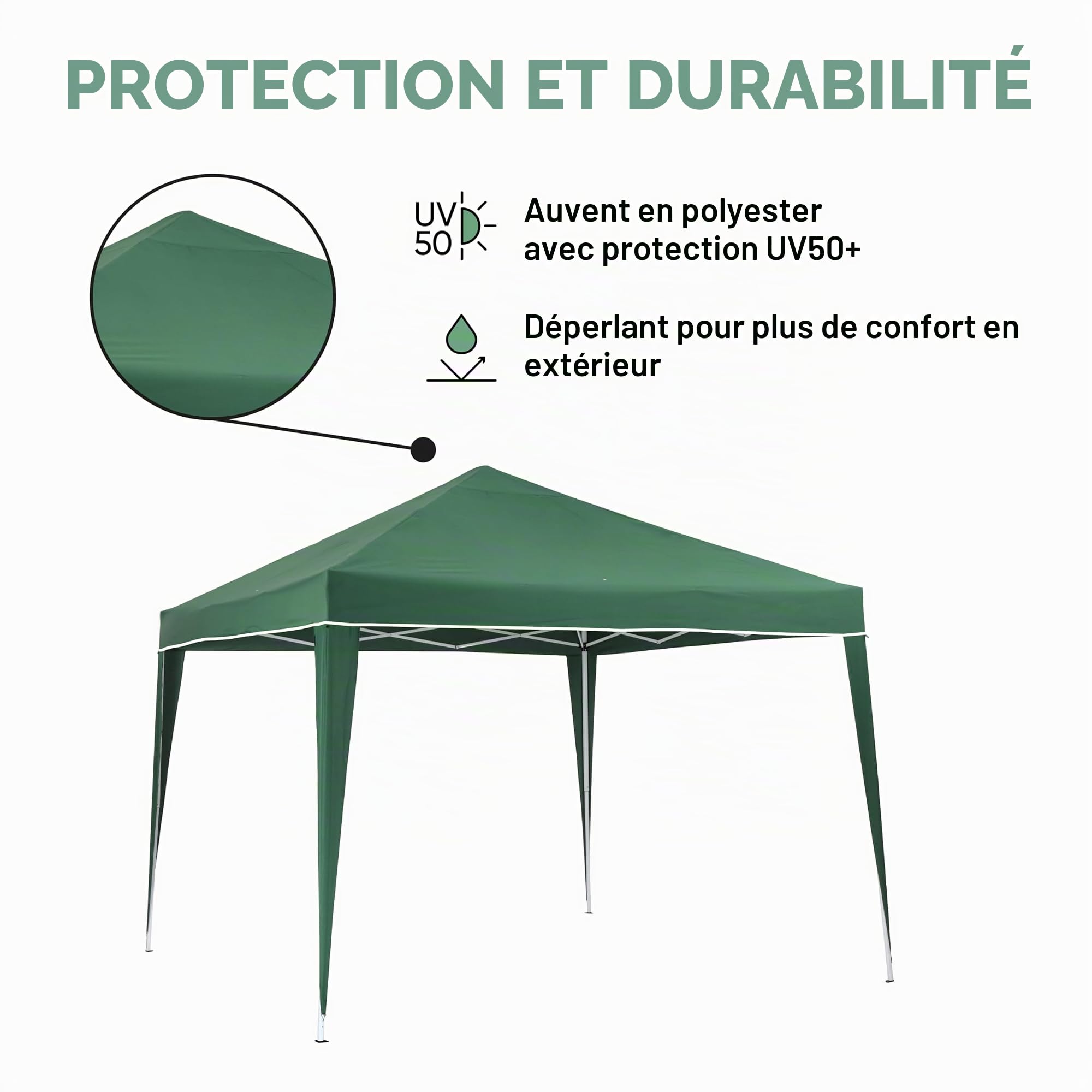 KG KITGARDEN - Tonnelle Pliante 3 x 3 m pour Jardin, avec piquets et Sac de Transport, Vert