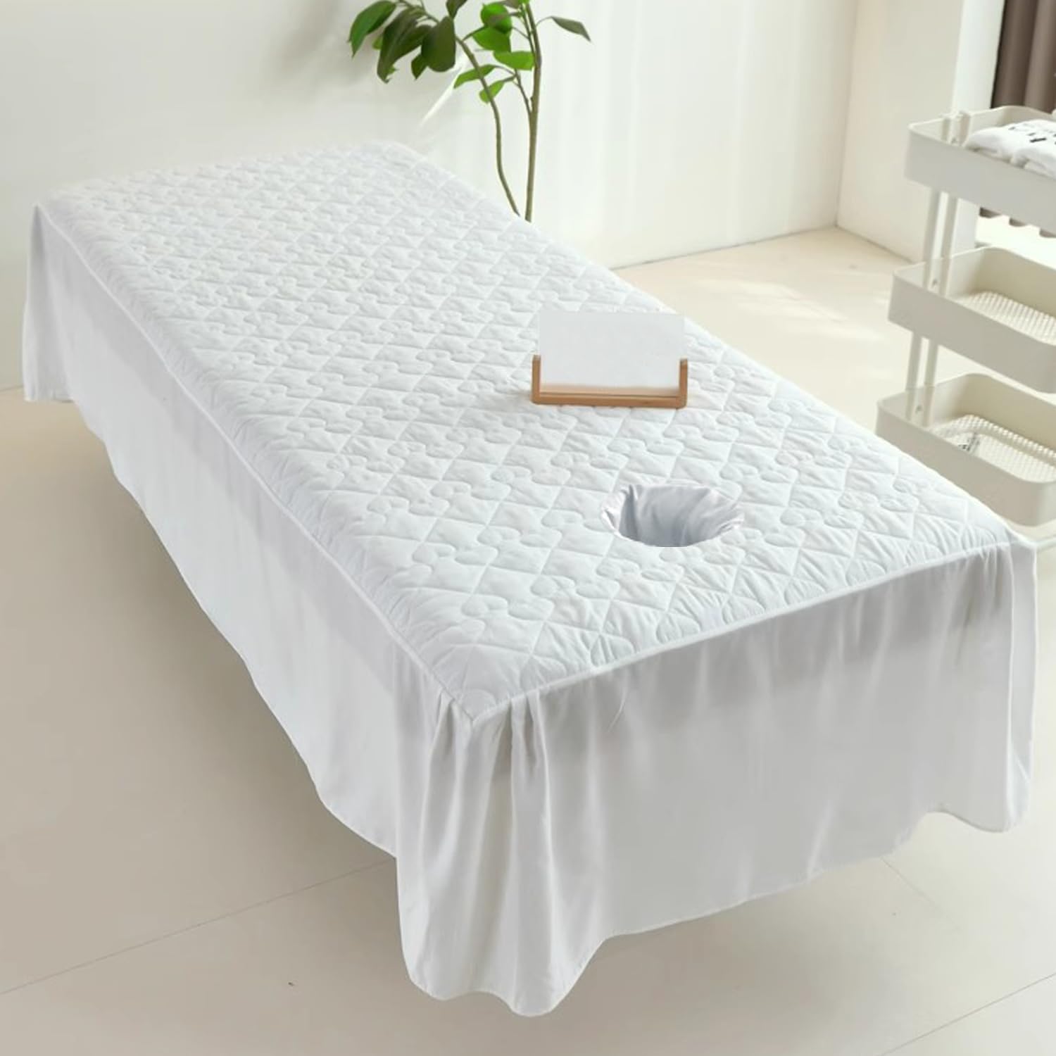 Jupe de lit solide pour table de massage avec trou, doux, doux pour la peau, imperméable, résistant à l'huile, anti-taches, respirant, lit de beauté, couverture complète pour lit de thérapie