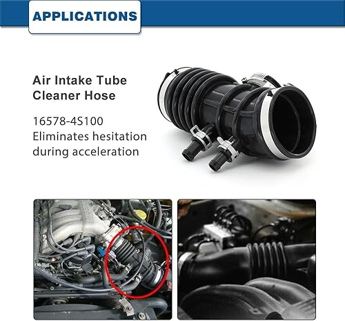 Miniatura 3 de Manguera de admisión de aire compatible con Nissan Frontier 1999-2004 y Nissan Xterra V6 2000-2004 3.3L- Tubo de filtro de admisión que reemplaza #