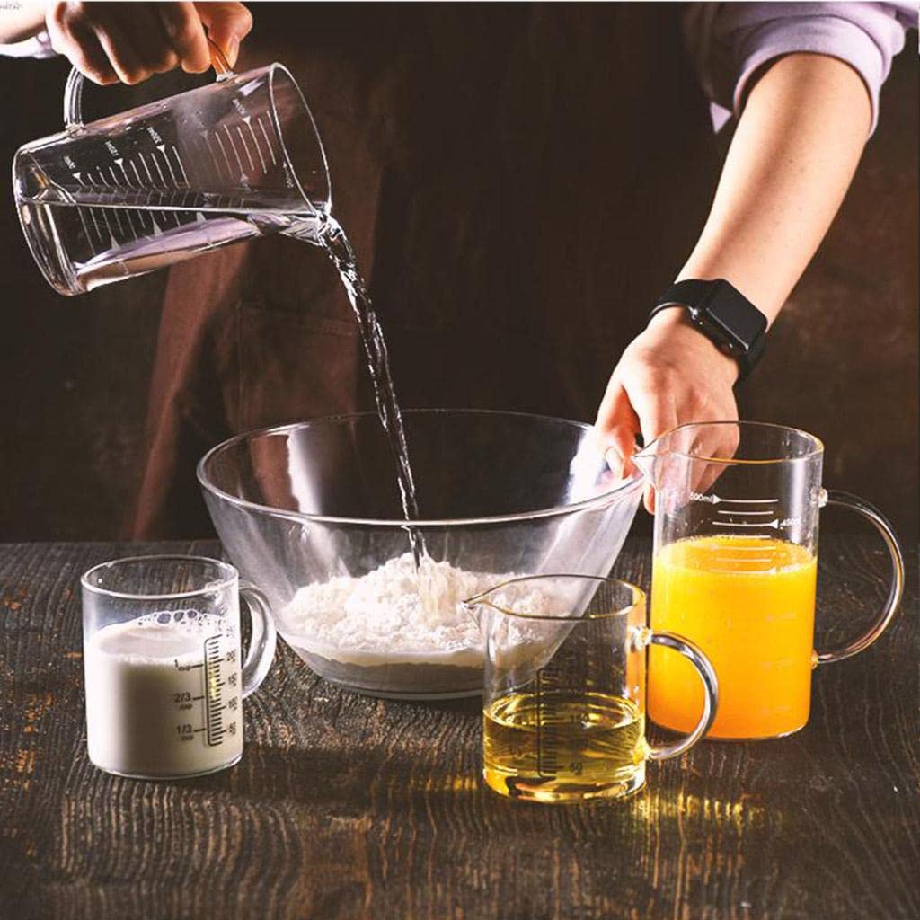 2 Piezas Taza Medidora de Vidrio Jarra Medidora Recipiente Medidor Vaso Medidor Resistente Al de Borosilicato Apta para Microondas Adecuada para, 3 Piezas