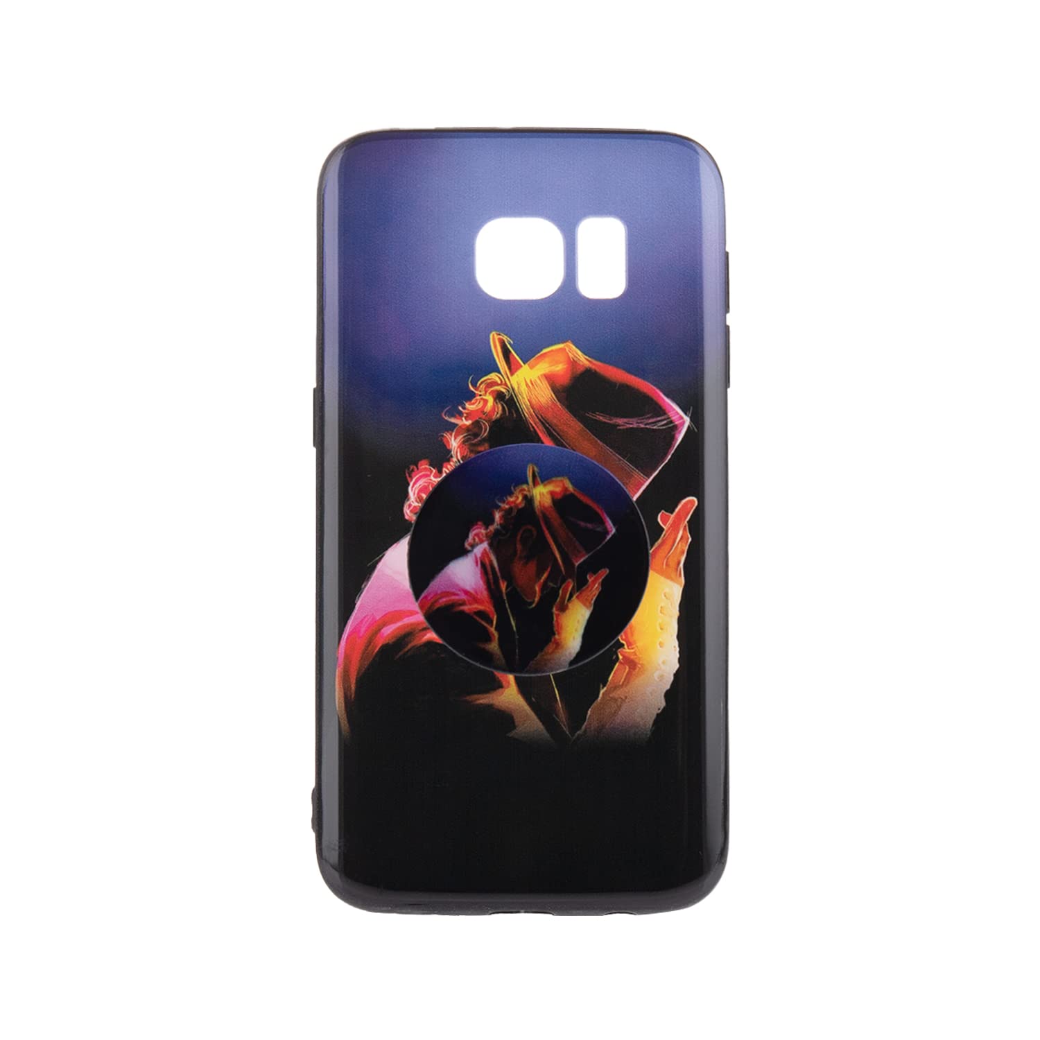 Muzz Samsung Galaxy S7 Case,Colour Printed Case + Pop Holder cover Soft TPU Edge Protection Shock Absorption Slim Hard PC Case for Galaxy S7