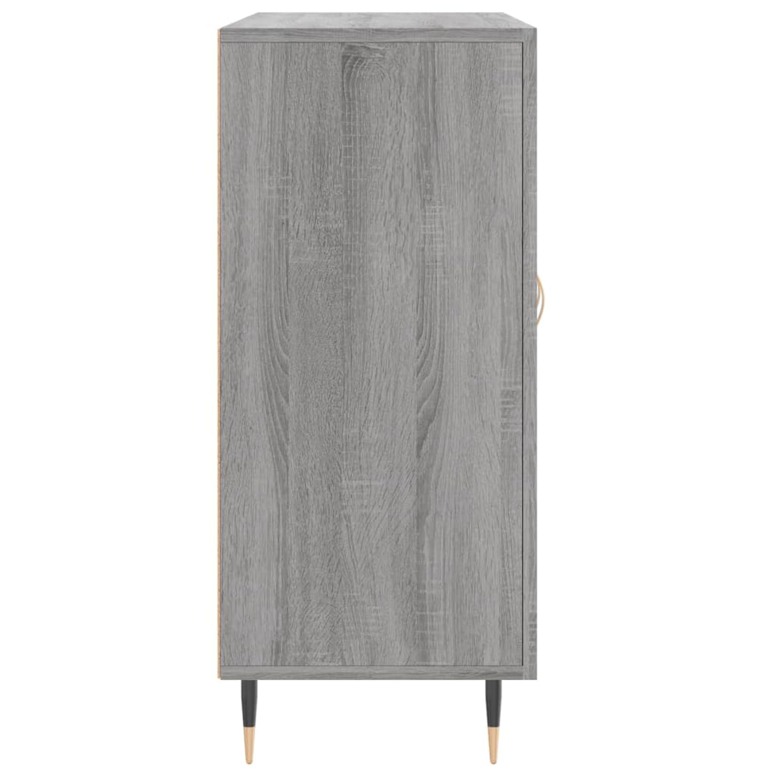 Credenza 90 x 34 x 80 cm, grigio Sonoma, in legno e metallo, pratico mobile con ante per riporre in ordine