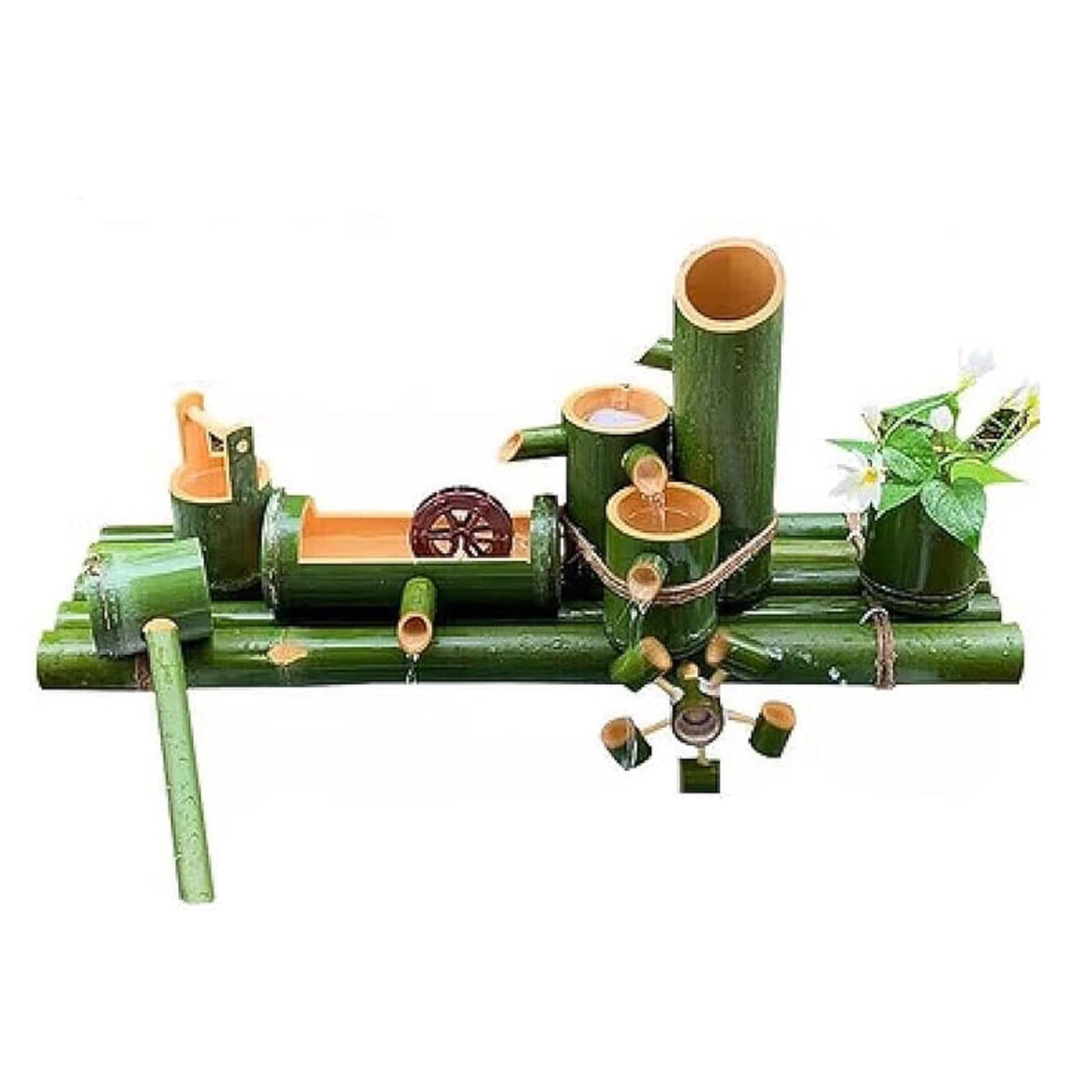 Ljykbfl Bamboo Fountain Kit, Handmade Freestanding Zen Water Feature, Garden Fountain With Spinning Water Wheel, Circulating Water Ornament For Yard, Pond, Fish Tank-17.7In(45Cm)