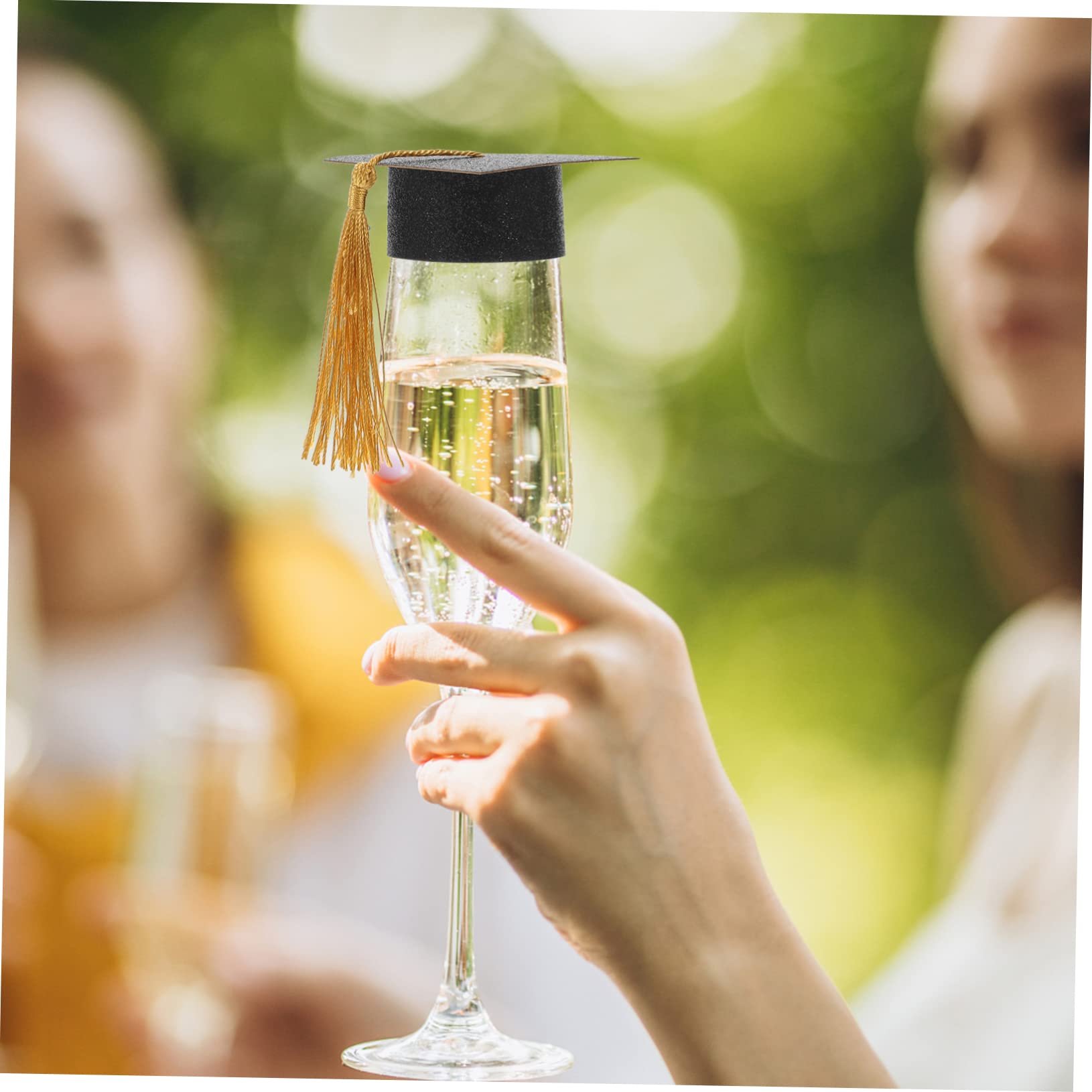 40piezas Mini Gorras De Graduación Decorativas para Copas De Vino Tapa De Copas De Diseño Divertido para Celebraciones De Graduación y Fiestas