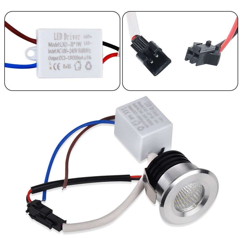 Elitlife Mini-inbouwspots, set van 5, 3 W, warmwit, mini-inbouwspots met transformator, draaibaar, COB plafondspots, aluminium led [energieklasse A