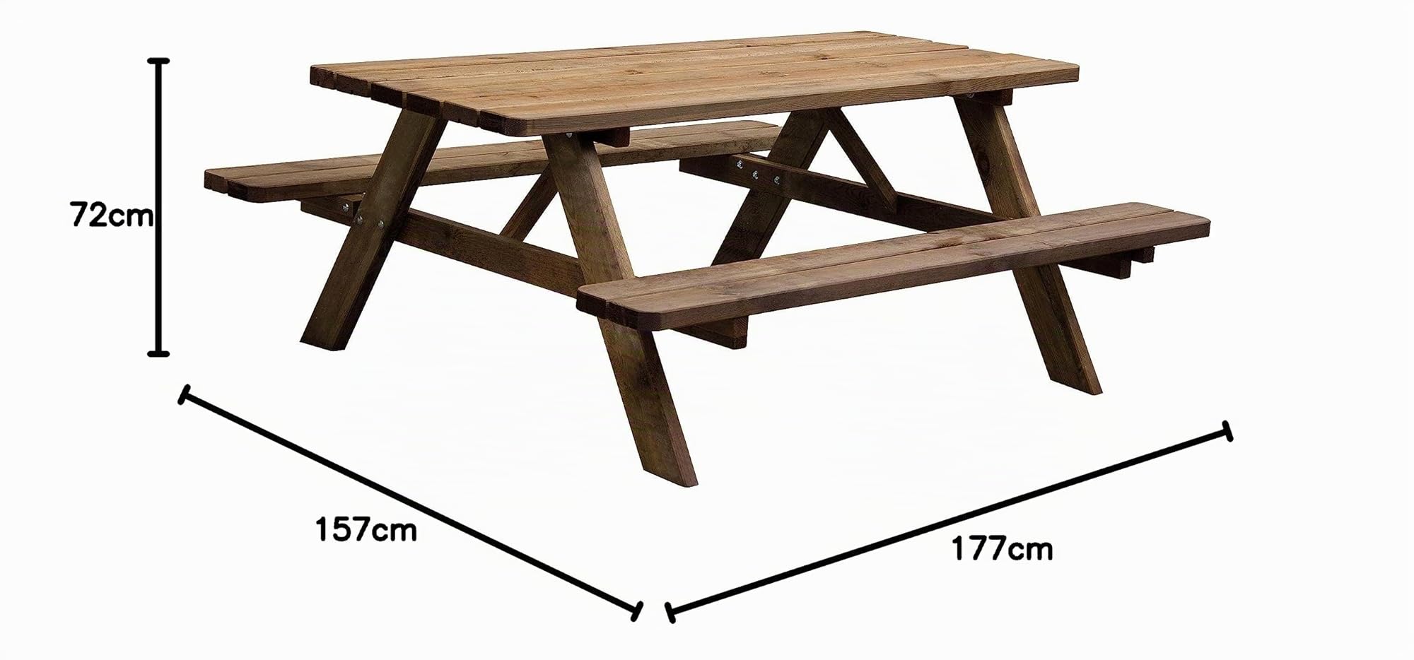 AVANTI TRENDSTORE Tavolo da picnic VERENA esterno legno massiccio LAP 177x72x157 cm
