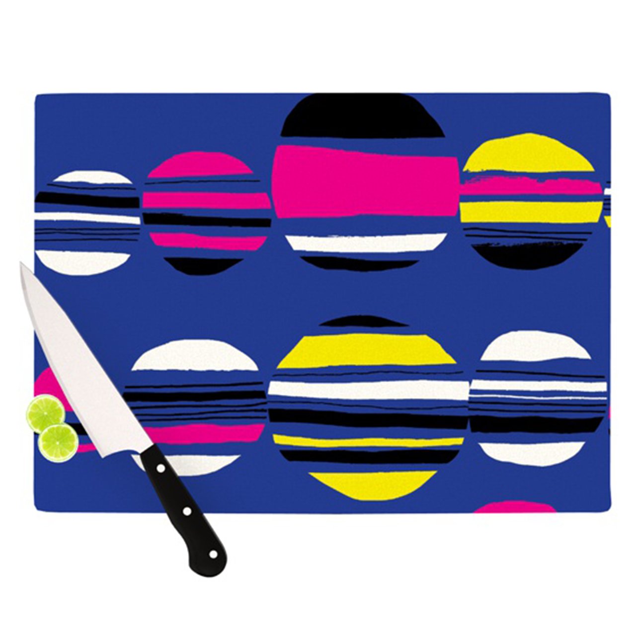 Kess InHouse Emine Ortega Retro Circles Cobalt Cutting Board, 11.5 by 15.75-Inch