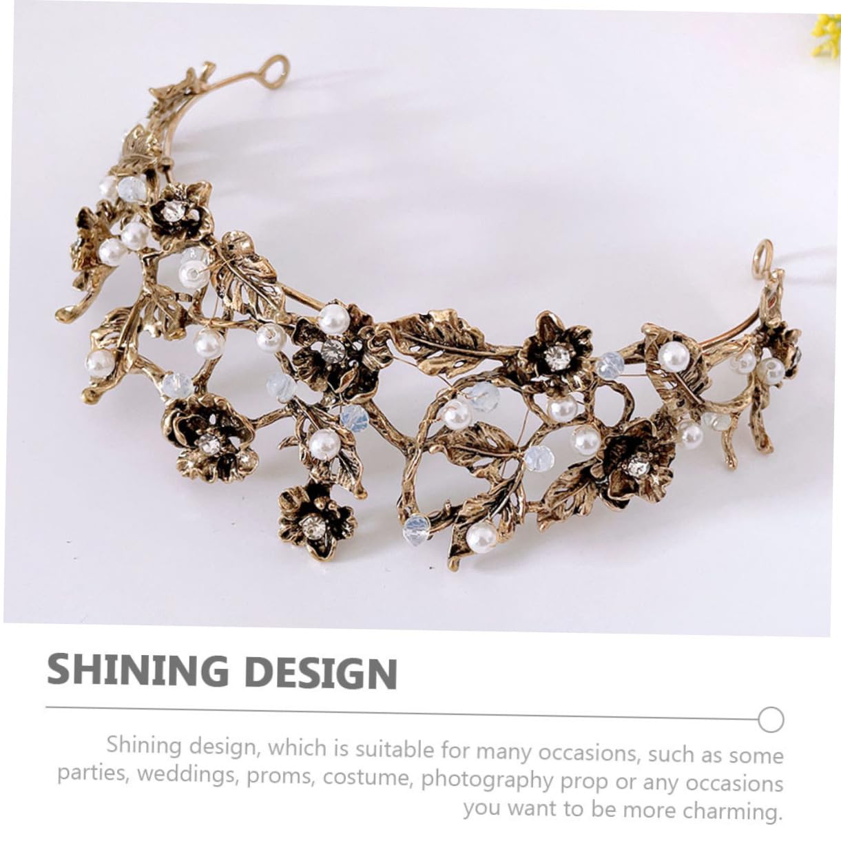 Healeved 4piezas Diadema De Perlas Para Boda Tocado De Novia Diseño Barroco y Cristales Accesorio Elegante Para Fiestas y Cumpleaños