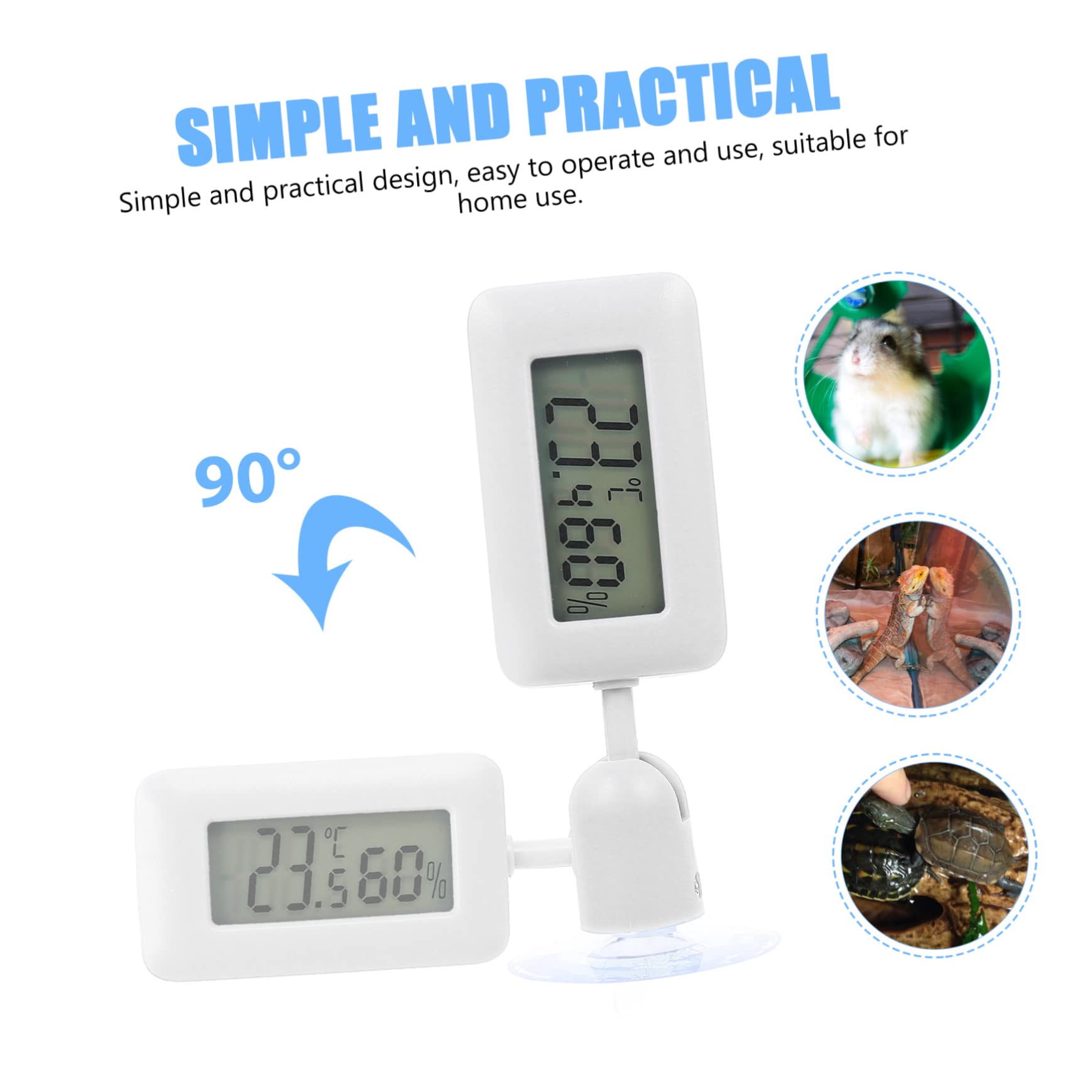 DOITOOL 4piezas Digital Para Reptiles Medidor De Temperatura Rotatorio Succión Para Acuarios y Terrarios Dispositivo De Medición De Temperatura Para Tortugas y Lagartos
