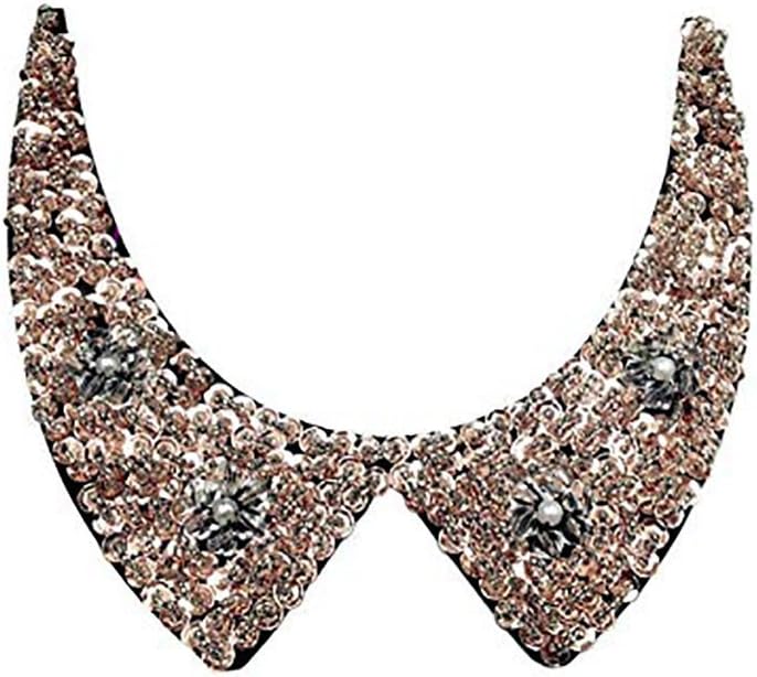 LANGUGU Elegant Detachable Blouse False Collar Sequins Beads Flowers Fake Collar Choker