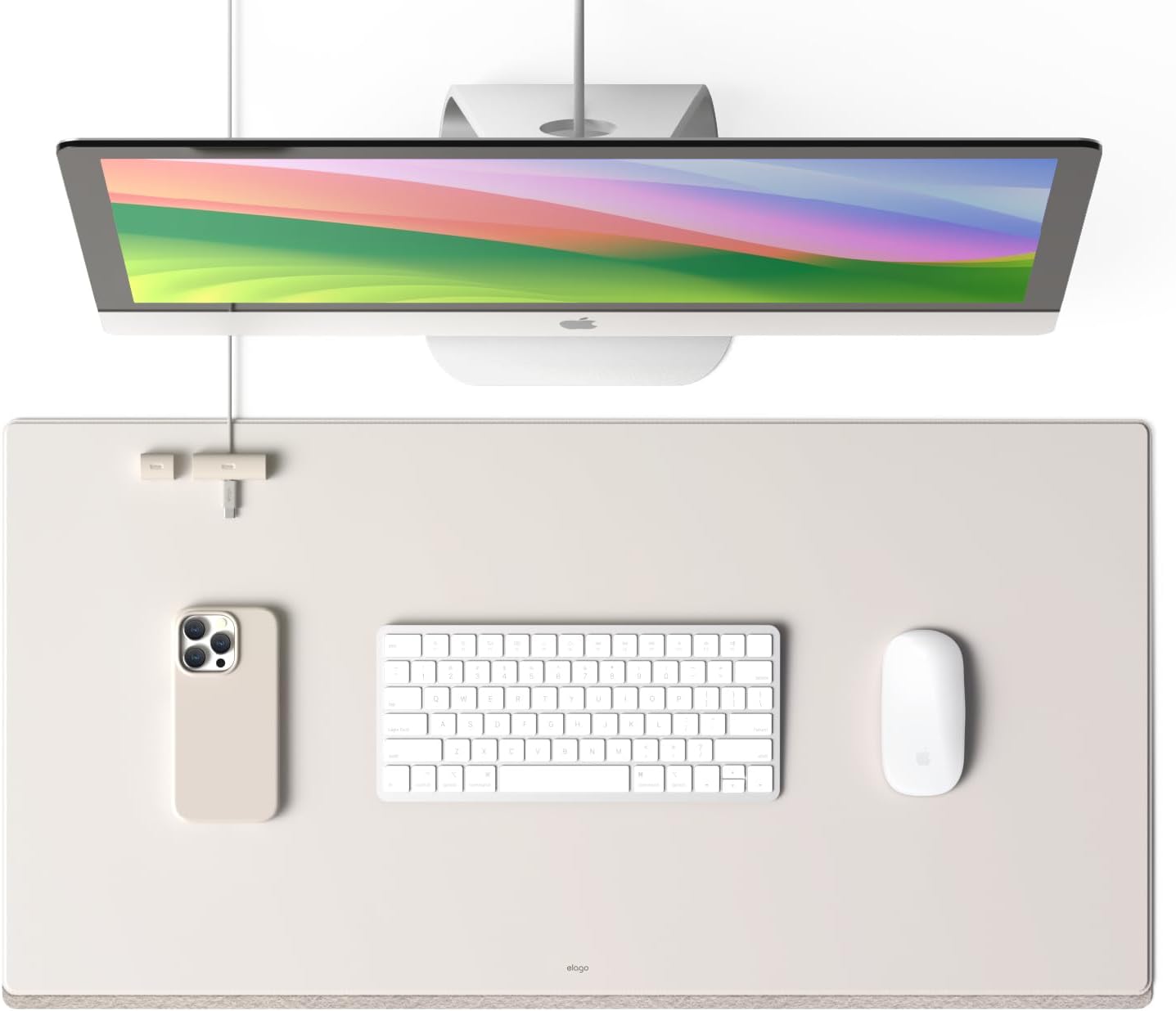 elago Smart Magnetic Desk Mat Compatible with All Magnetic Products -Paper Protector,Mouse Pad, Laptop, Non-Slip Top, Premium Waterproof Writing Pad for Office and Home (Microfiber Leather-Stone)