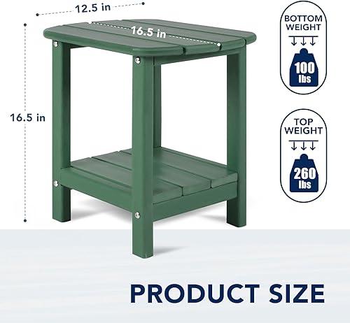 Miniatura 3 de nalone Adirondack - Mesa auxiliar para exteriores de 16.5 pulgadas, mesa auxiliar de plástico HDPE doble Adirondack para patio (verde)