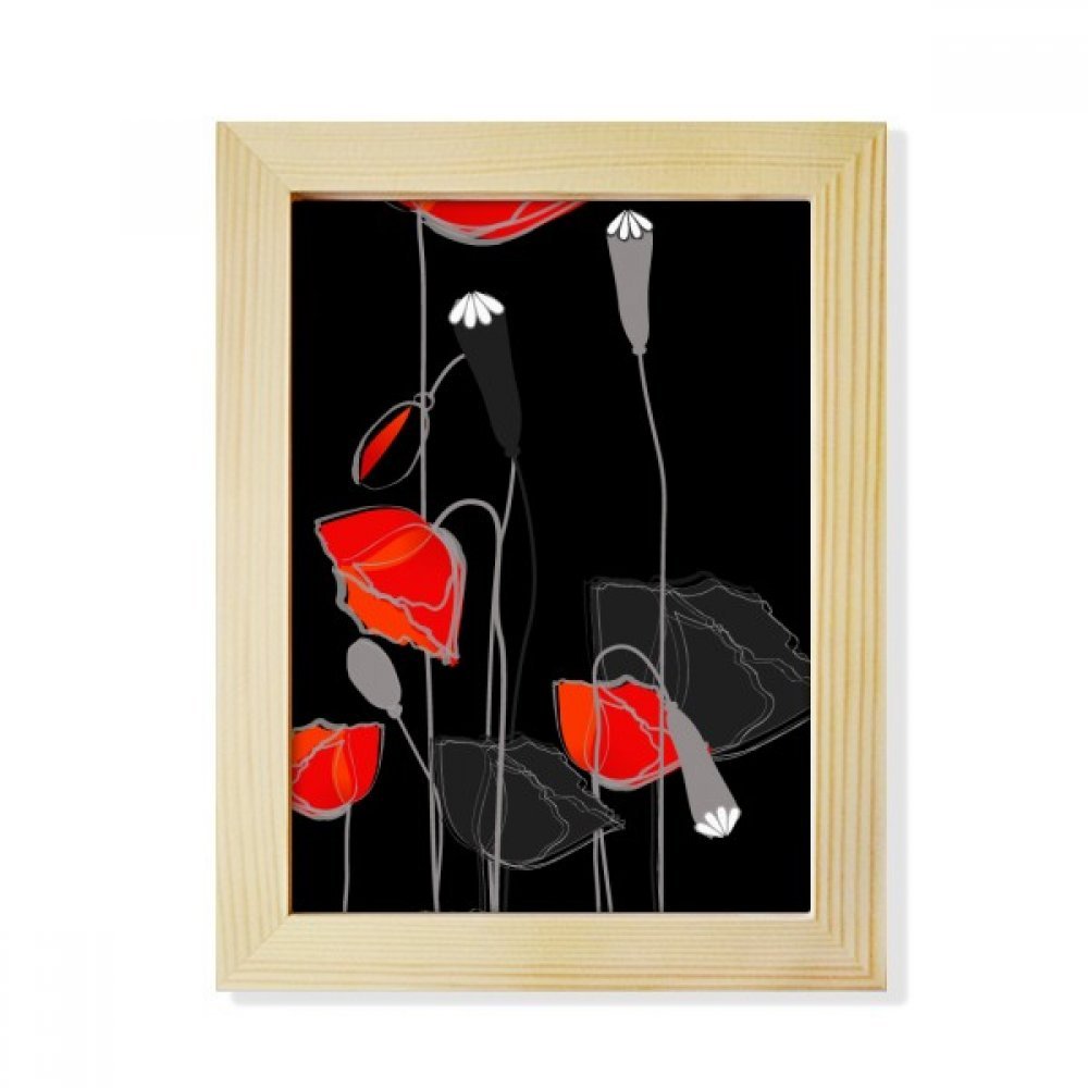 Pintura abstracta amapola de maíz en marco de madera de escritorio para decorar tu oficina