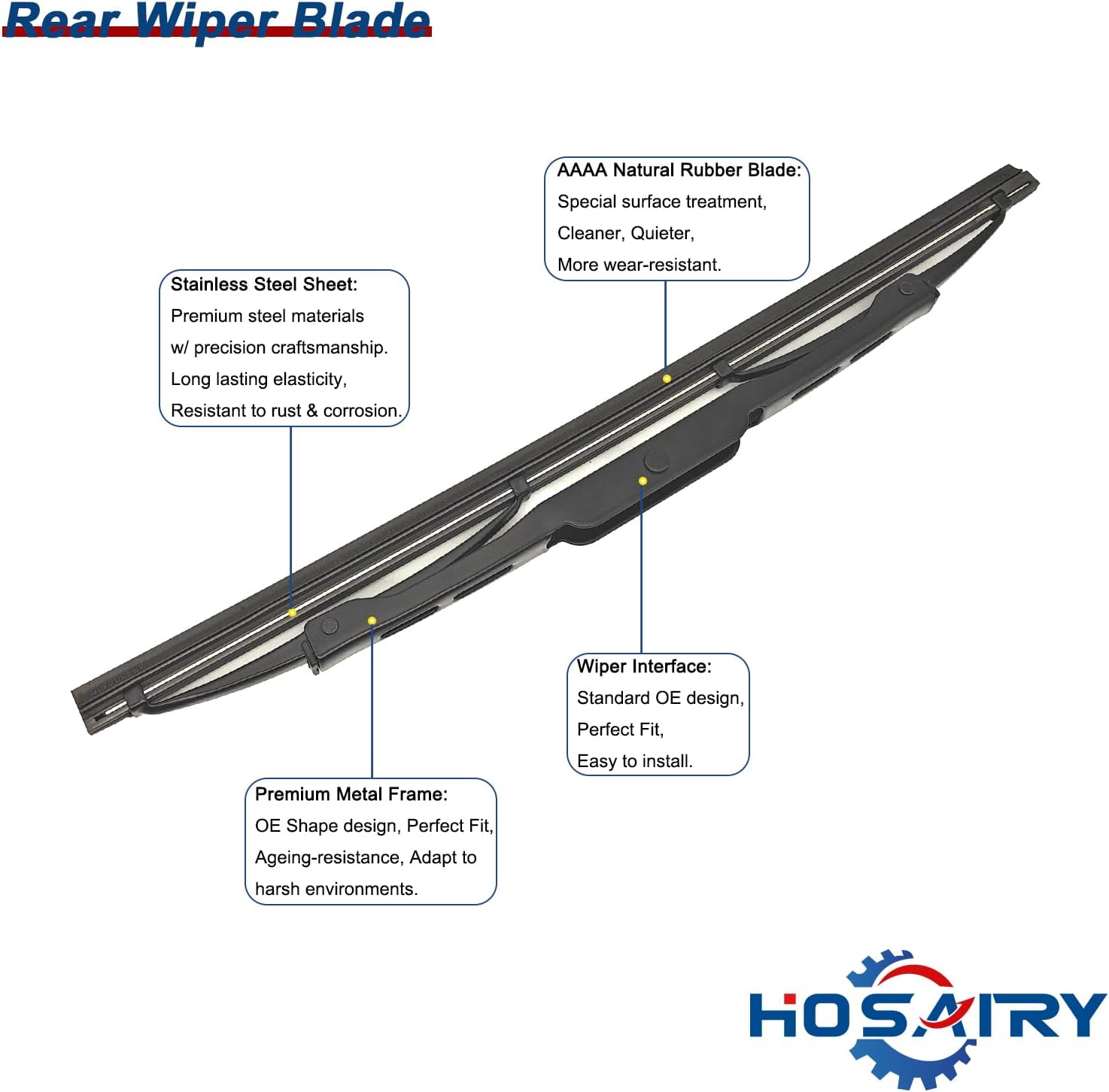 Rear Wiper Arm Blade Set for Hyundai Tucson 2005-2009, for Kia Sportage 2005-2010 Rear Windshield Wiper Arm Blade Assembly 98811-2E500 98812-2E000