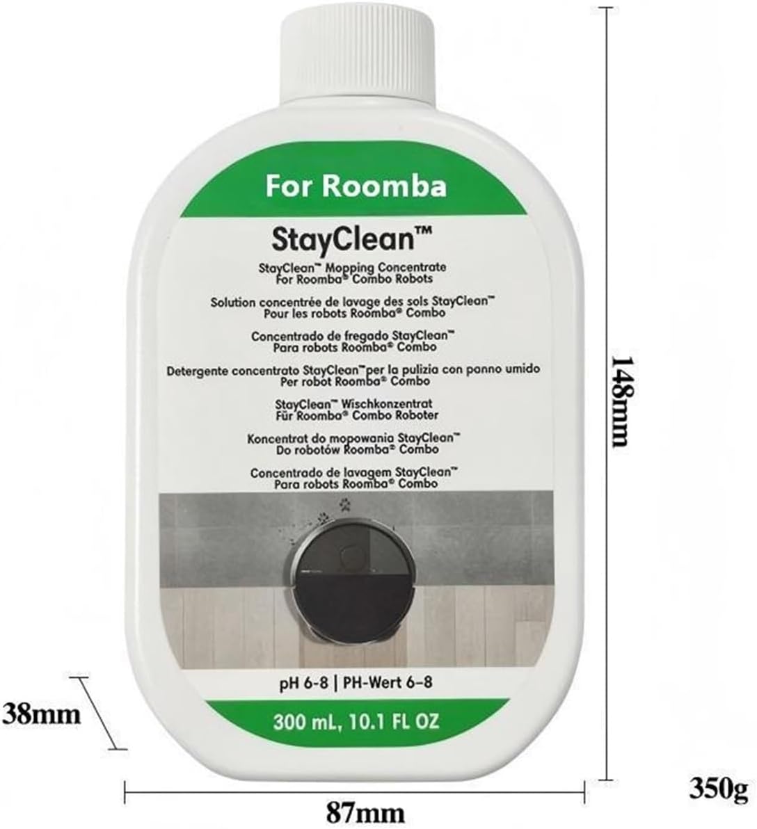 Robot Vacuum Cleaner 300 ML Multi-surface Solution. Compatible With Roomba 104 Combo / 105 VAC AE / 104 Vac / 692 / Plus 405/505 Combo(1pcs)
