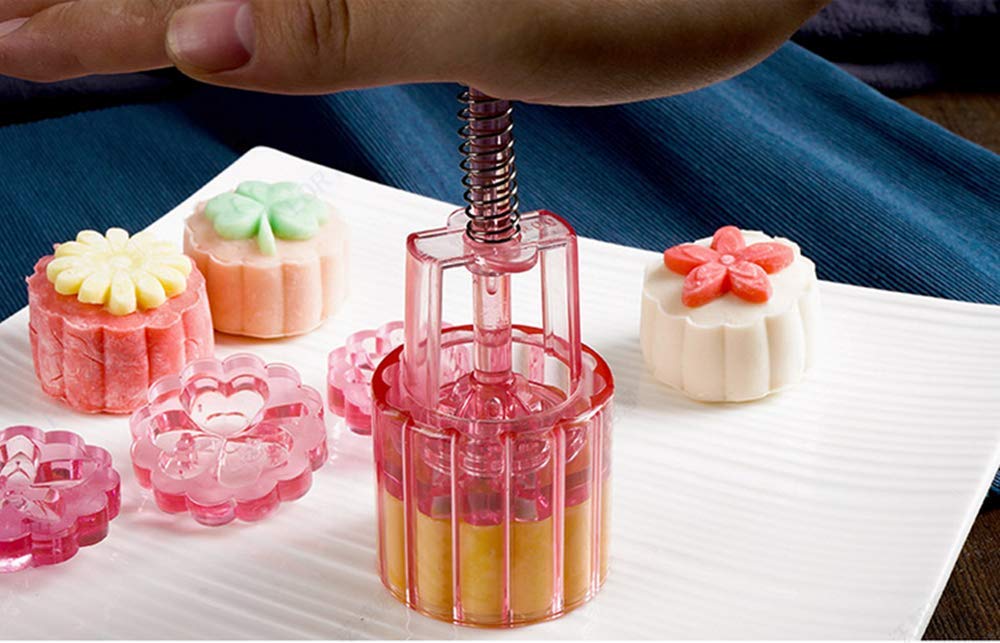 Moule à Gâteau Lune TOUISEDGI - 6 Tampons Décoratifs Rose 3D, Capacité 50g, ABS Sans BPA