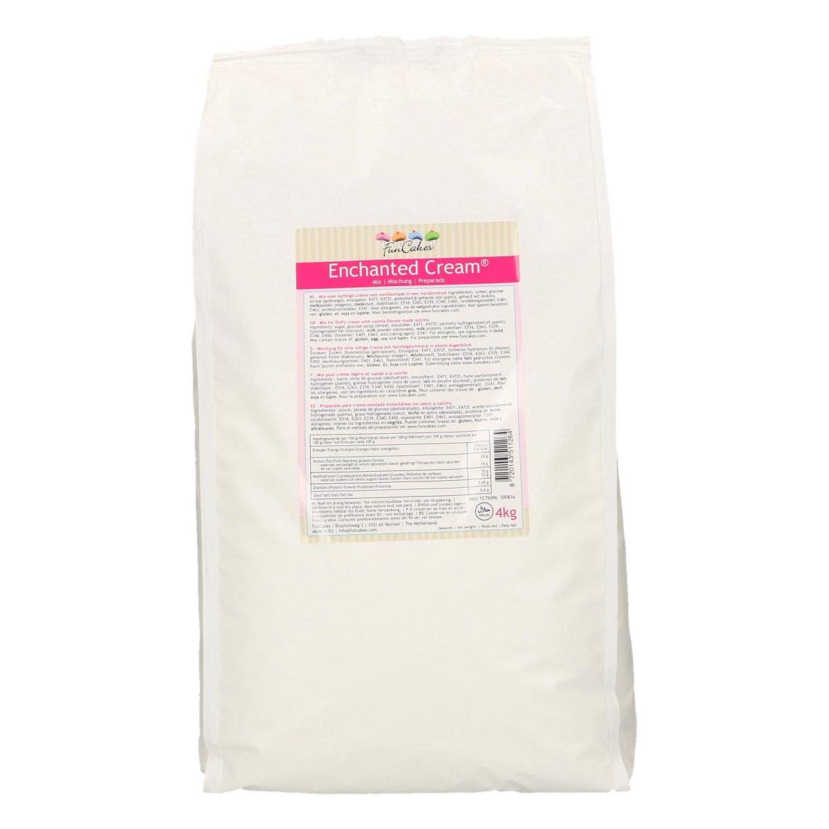 FunCakes Mix für Enchanted Cream®: Einfach zu verwendende, sehr leichte und flauschige Schneewittchencreme, perfekt zum Füllen und Abdecken von Kuchen oder als Belag für Cupcakes. 4 kg.