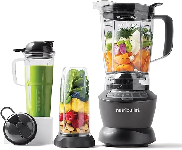 nutribullet Hot & Cold Blender Combo - Charcoal Grey - 3 Pre-Programmed Smart Cycles & 2 Pulse & Extract Functions - Blend Fruit, Ice & Nuts - 1.8L Capacity - 1200W Base with 3 Cups & 2 Flip-Top Lids - 1
