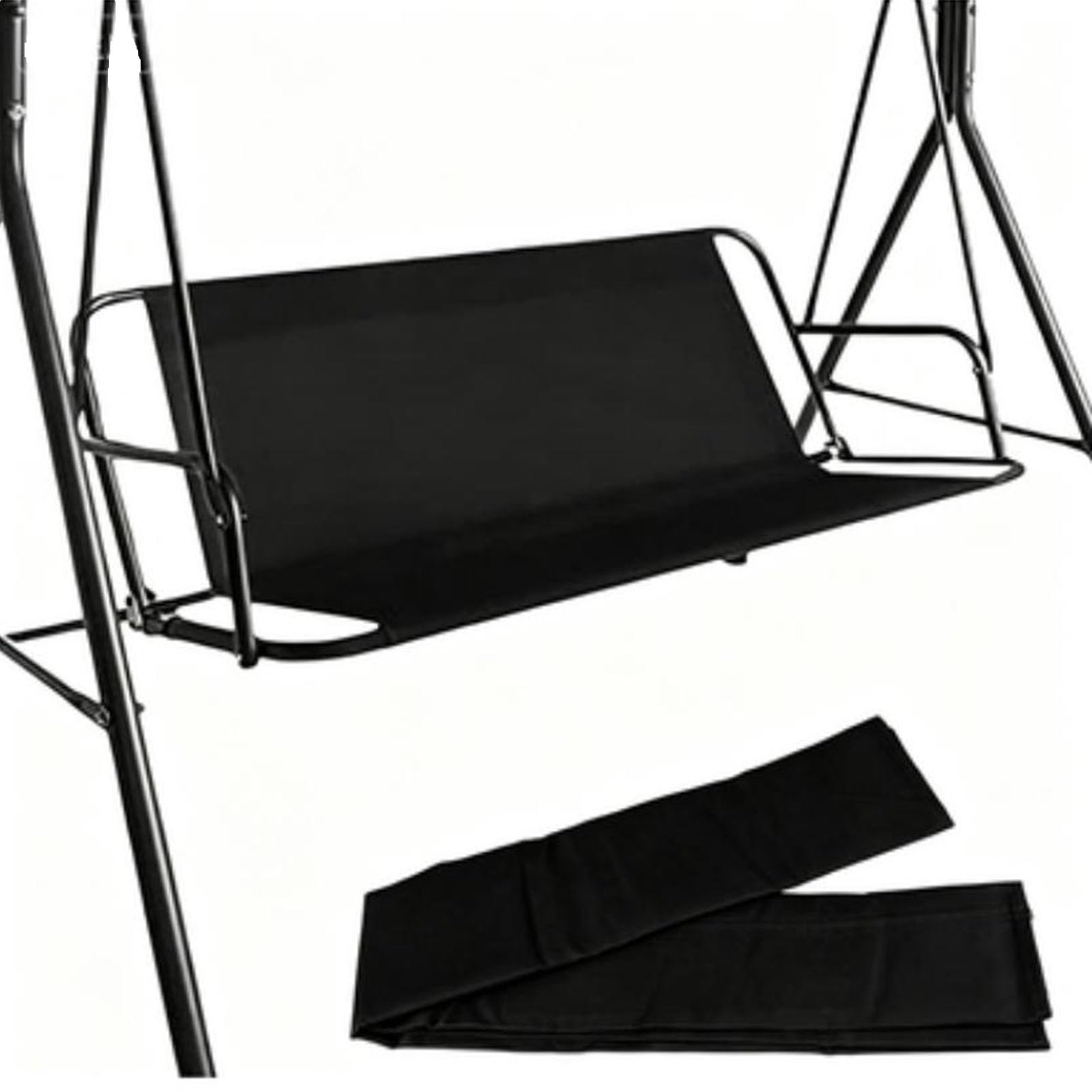 Wodoodporny i odporny na rozdarcie pokrowiec zastępczy na 2-3-osobową huśtawkę Hollywood, pokrowiec na huśtawkę ogrodową, czarny 144 x 45 x 55 cm