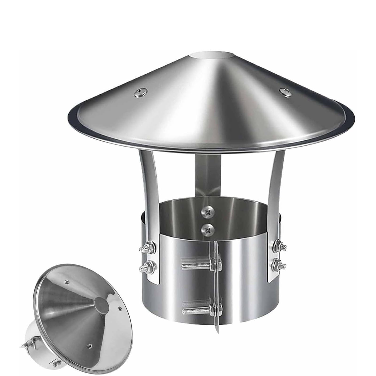 Tapa de Chimenea Acero Inoxidable, Cubierta para Salida de Humos en Tejado Resistente a la Intemperie, Redonda, Fijación con 2 Tornillos, Fácil Instalación, para Tejados(220 mm(8.6 in))