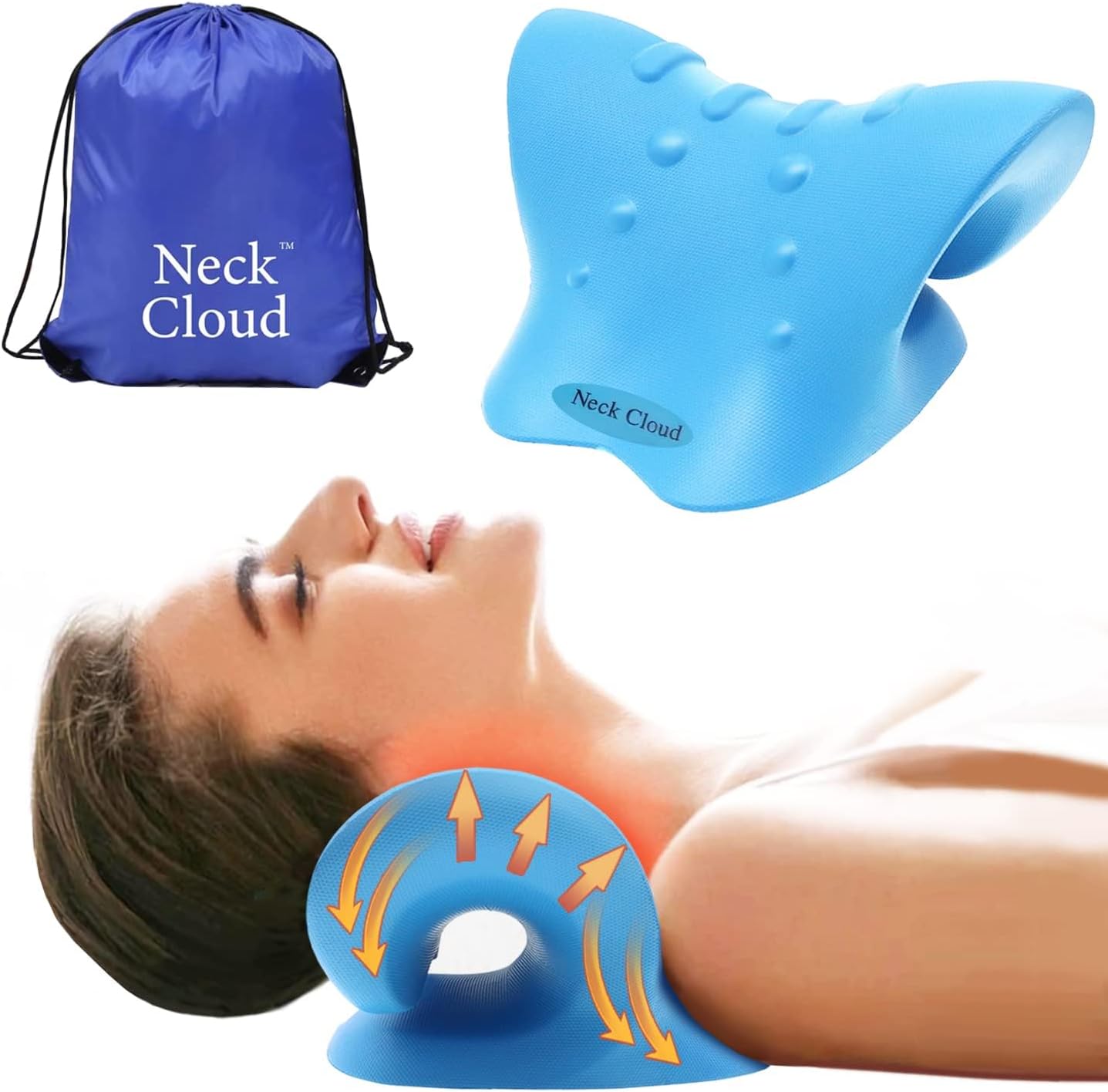 Neck Cloud - Cervical Traction Device, Neck Cloud for Hump, Cervical Neck Traction Device, Neck and Shoulder Relaxer,Neck Stretcher Cervical Traction for Tmj Pain Relief (Blue)