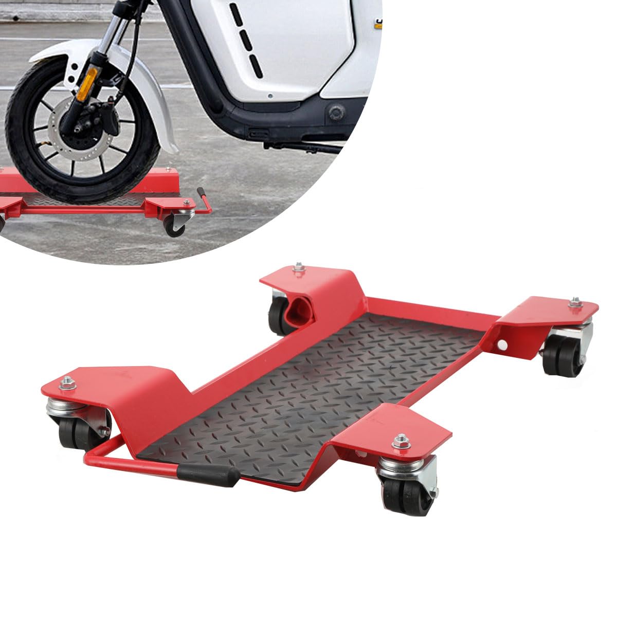 Ayuda para maniobrar motocicletas, Placa para maniobrar, Aparcamiento, Barra guía, Carrito, Soporte para motocicleta, Elevador de aparcamiento, Aparcamiento para motocicleta hasta 360 kg