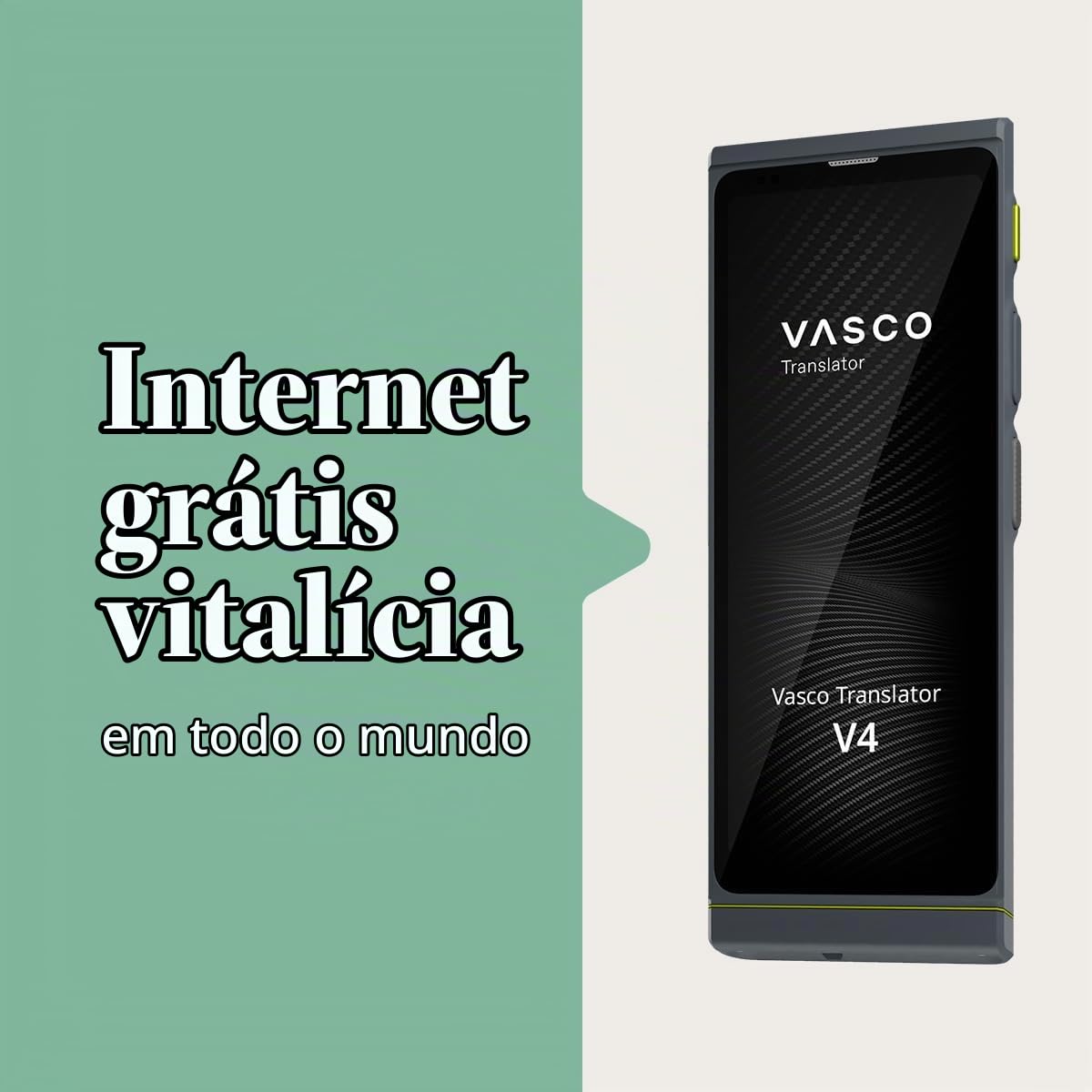 Dispositivo tradutor de idiomas Vasco V4 | 112 idiomas | Internet