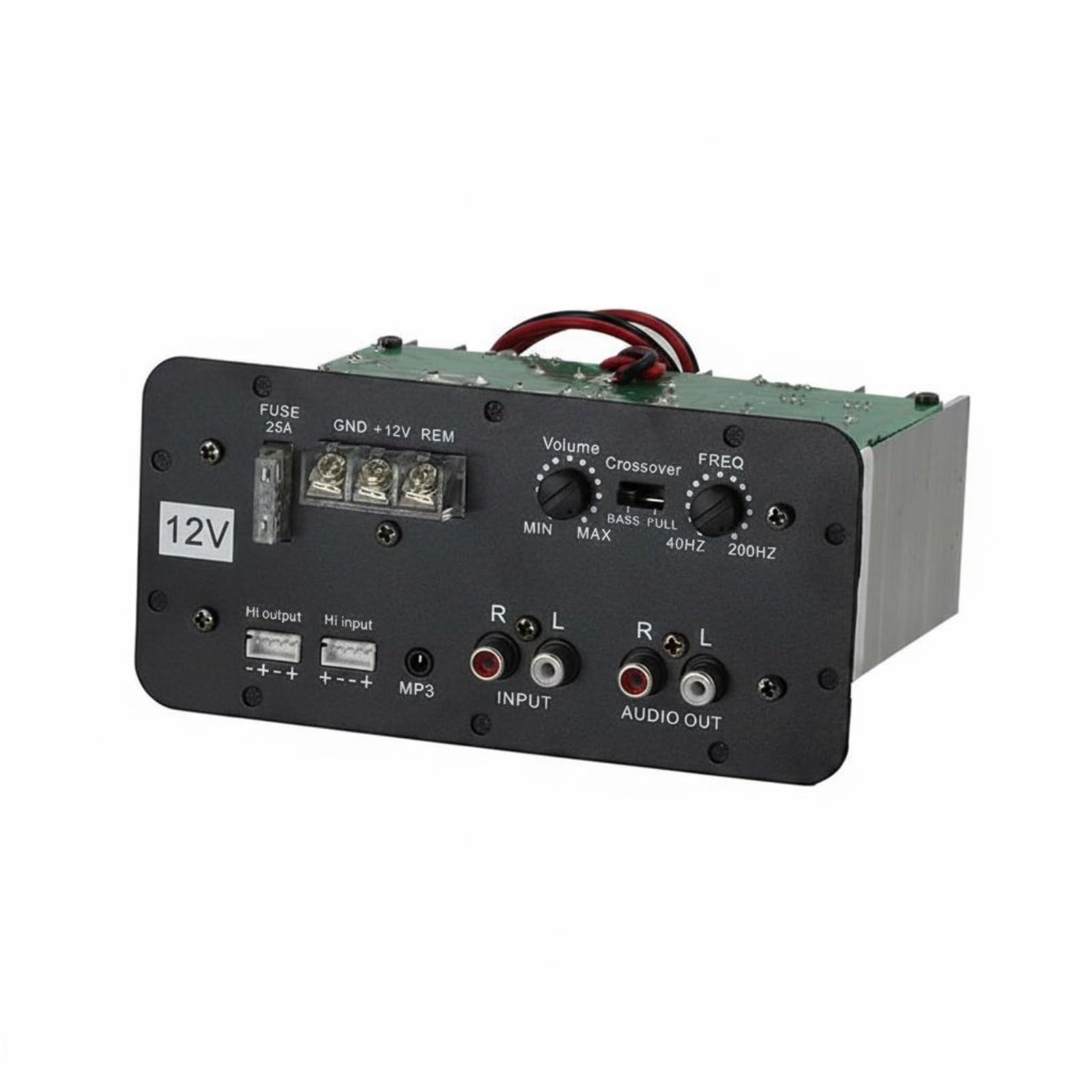 Adjustable Crossover 12V Bass Amplifier AUX Input Subwoofer Amplifier Module Low Noise Bass Amp Board, Black-image-17