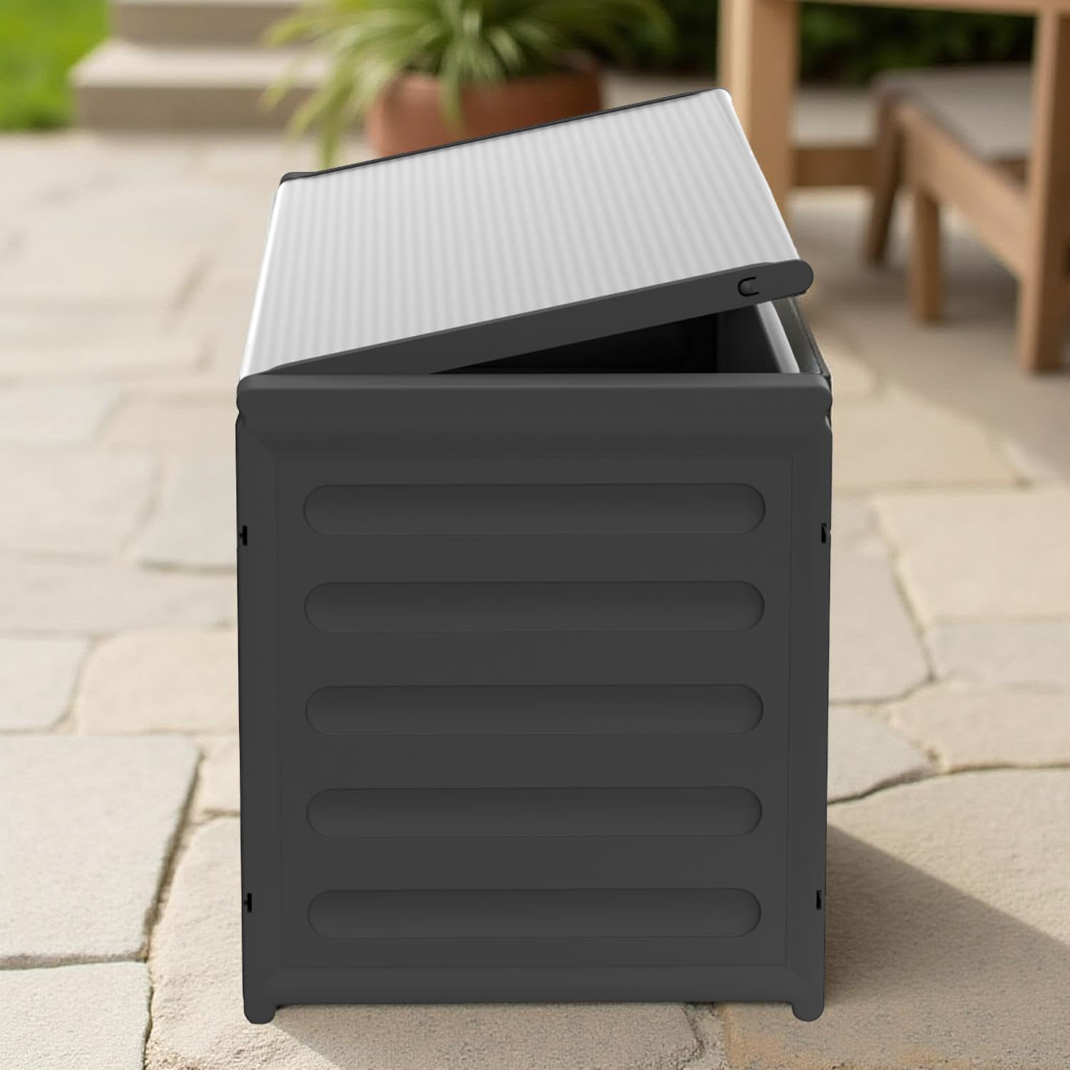 BuyStar Baule Cassapanca 87 Lt per Raccolta Differenziata 85x34x38 cm + 3 Borse per Riciclaggio - da Esterno, Anti Odore, in Resina, Terrazzo, Giardino, Organizzazione, Stoccaggio - Made in Italy