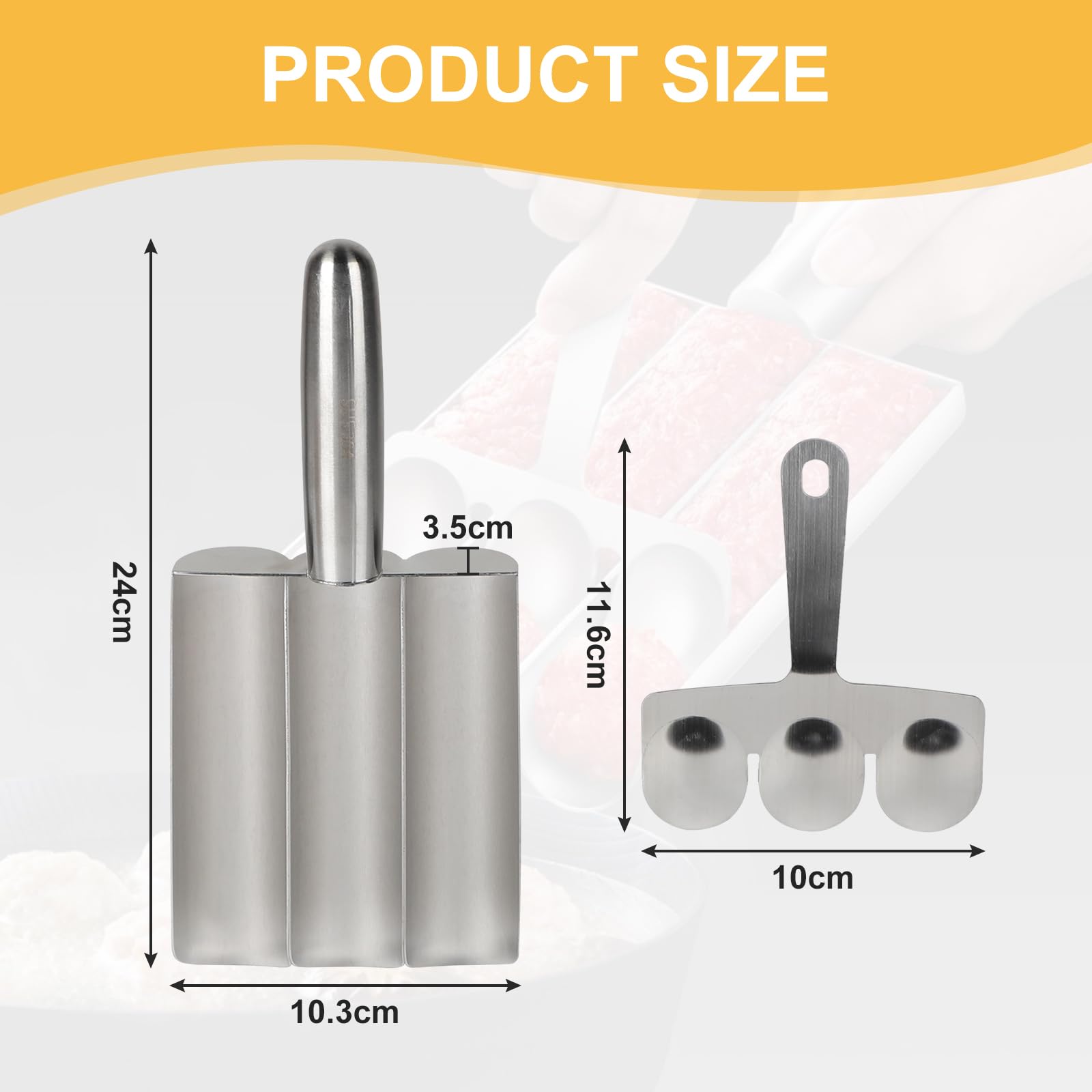 Stampo Per Polpette In Acciaio Inox - Triplo, Con Paletta - Facile Da Pulire, Niente Mani Unte - Foto 9