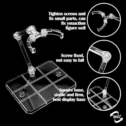 Miniatura 4 de 10 soportes para figuras de acción, soporte transparente para figura de acción de montaje, base de soporte para modelo de muñeca, compatible con