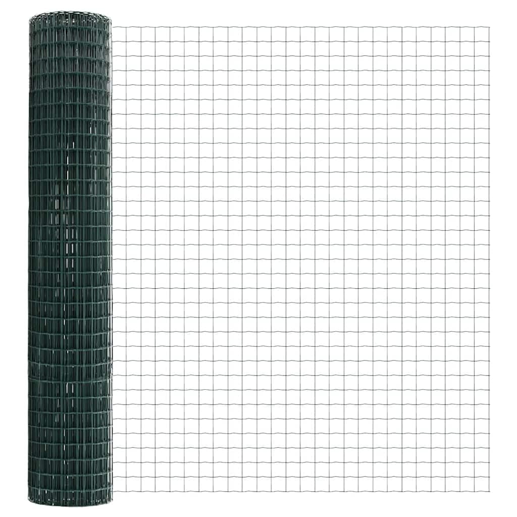 Ogrodzenie euro, zielone, 1,6 x 10 m, żelazo powlekane PCW, wytrzymałe ogrodzenie ogrodowe do użytku na zewnątrz, bariera dla zwierząt, łatwy montaż bez kopania